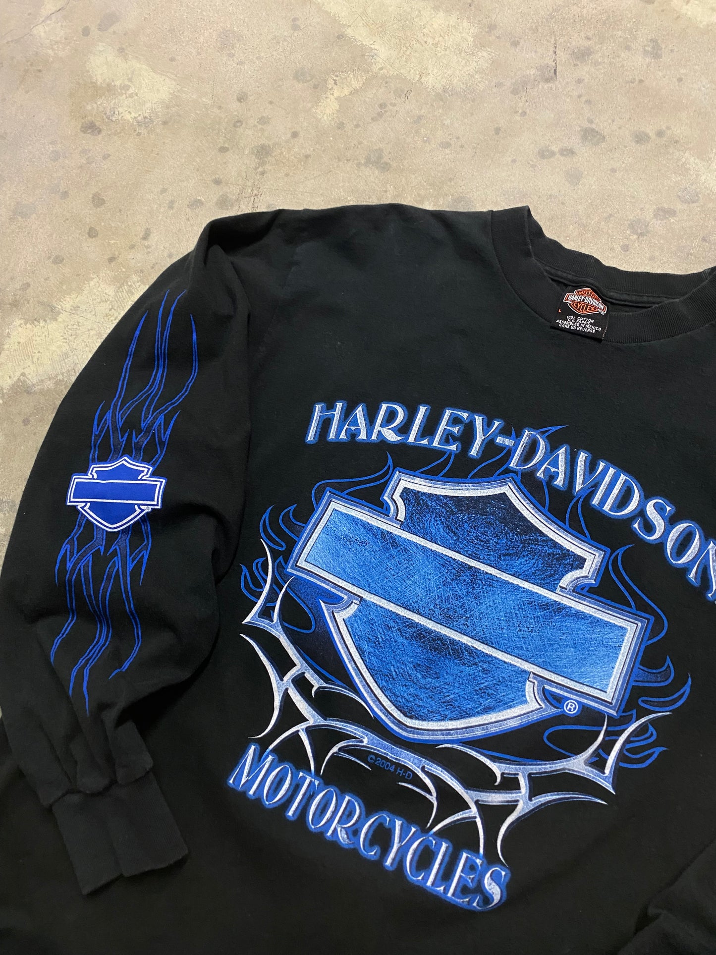 Vintage Harley Davidson blue shield shirt size large
