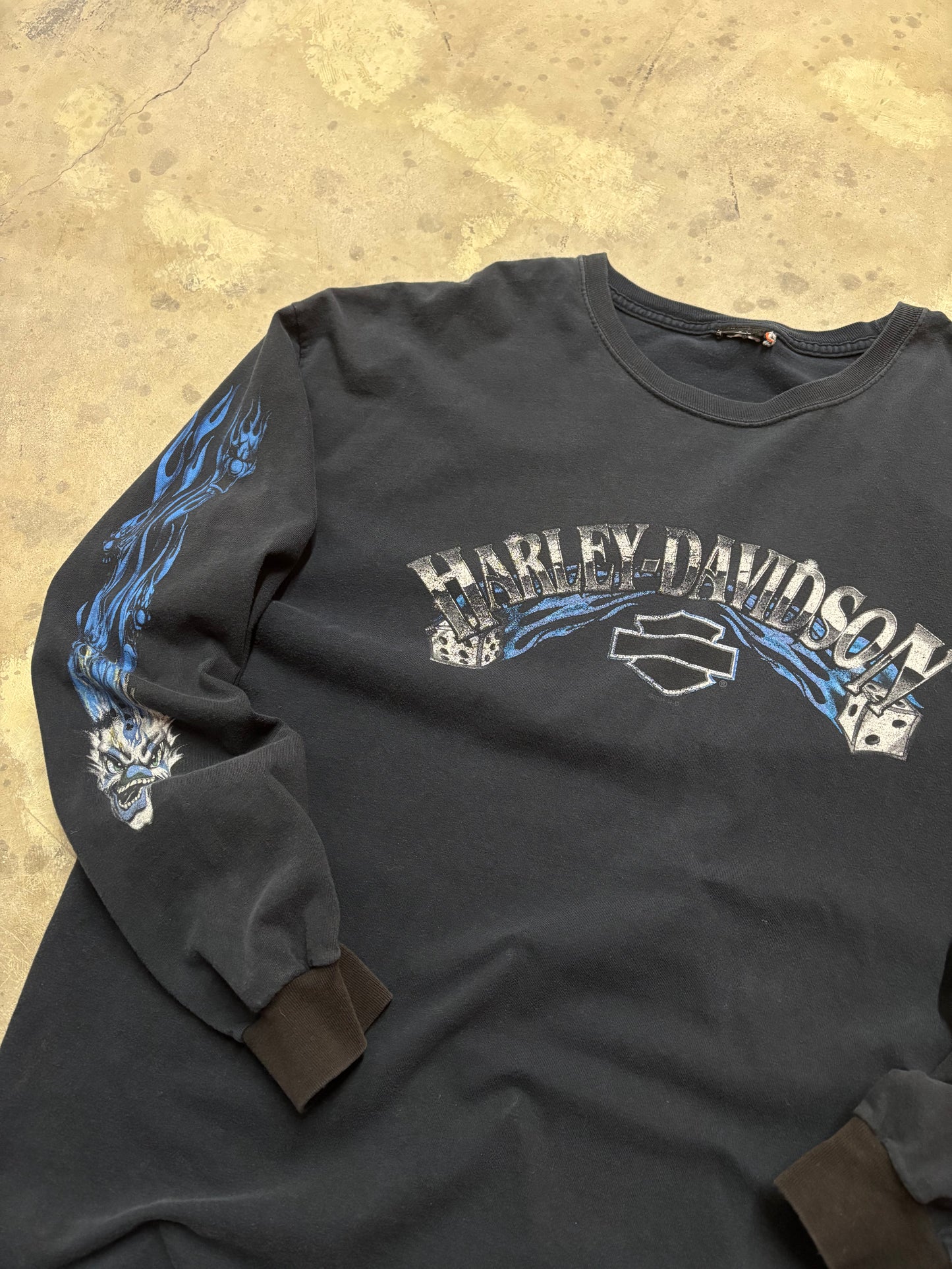 Vintage Harley Davidson Flaming Dice joker shirt size xxl