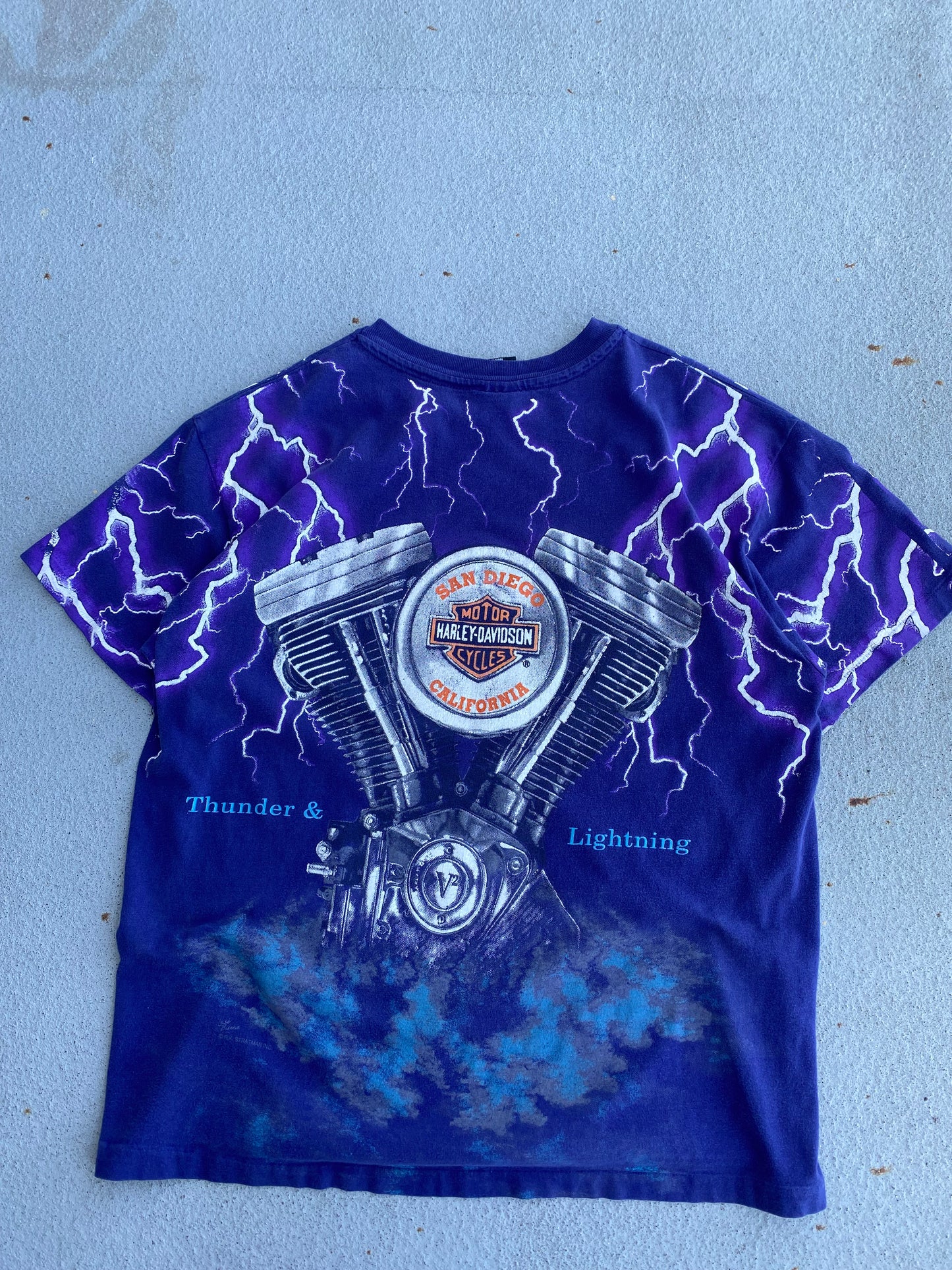 Vintage Harley Lightning AOP shirt Size large