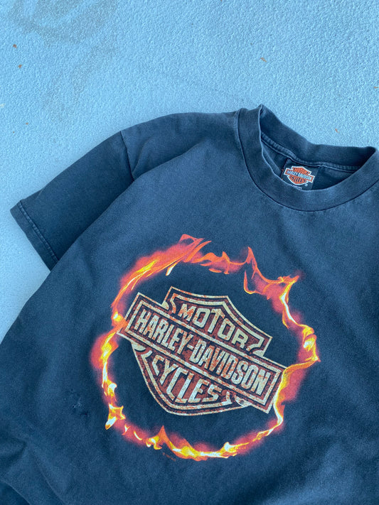 Vintage Harley Flame Shield Shirt Size large