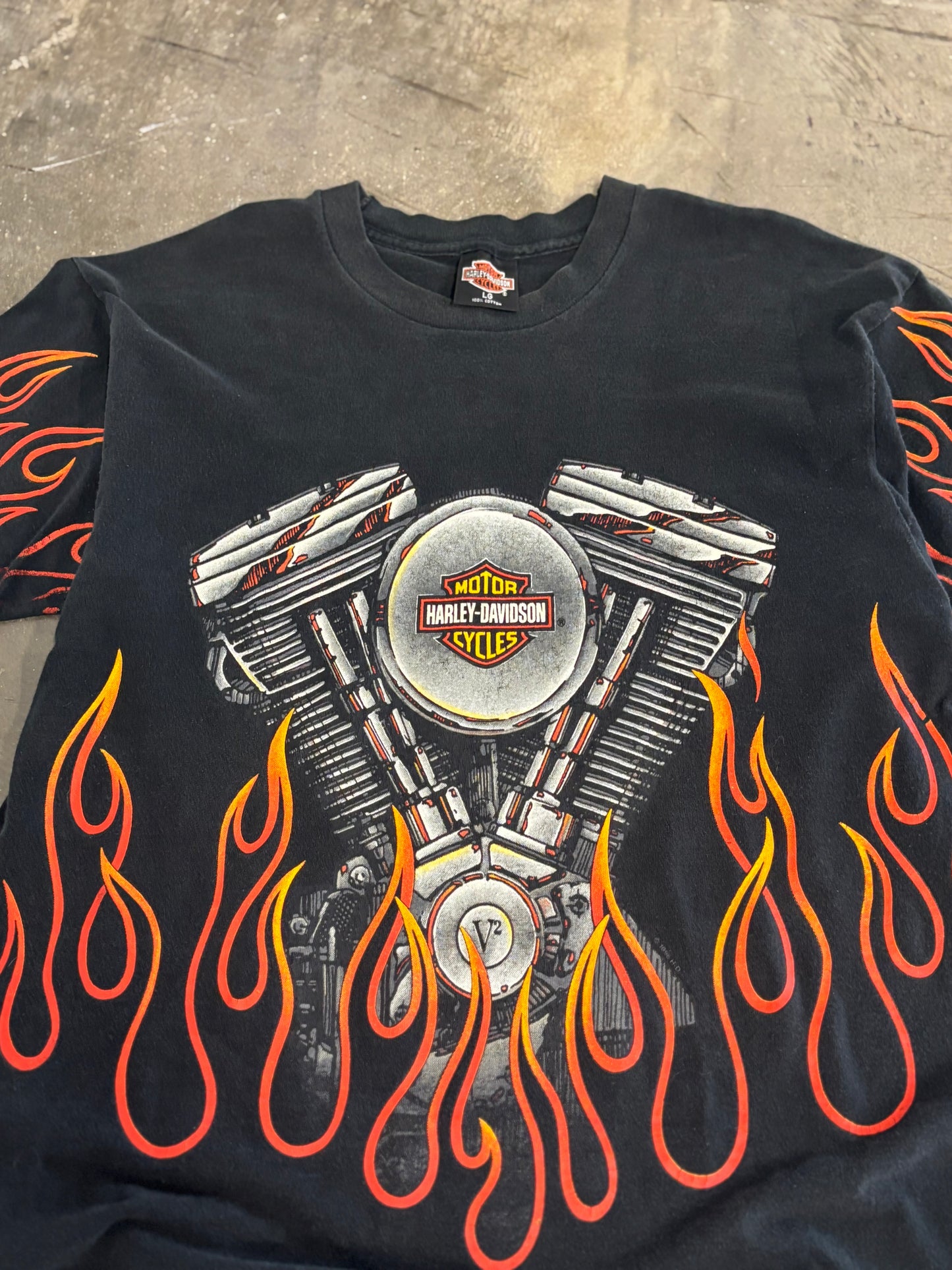 Vintage HARLEY flaming aop size large