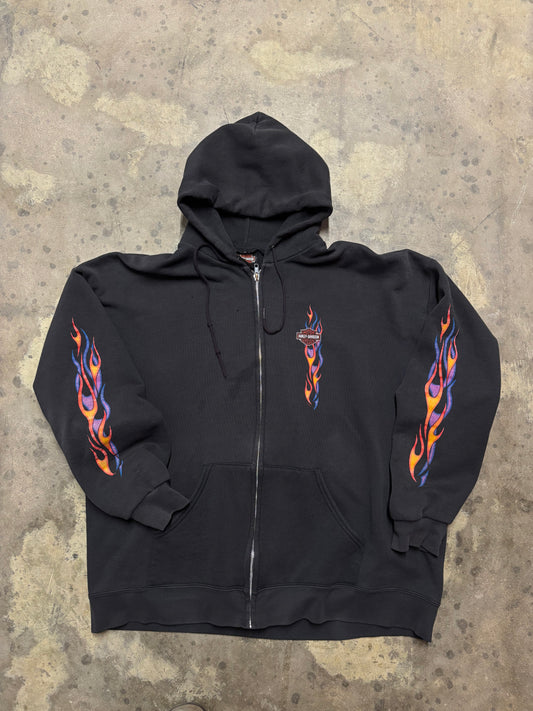 Vintage Harley Davidson Purple Orange Flame zip up hoodie size XXL
