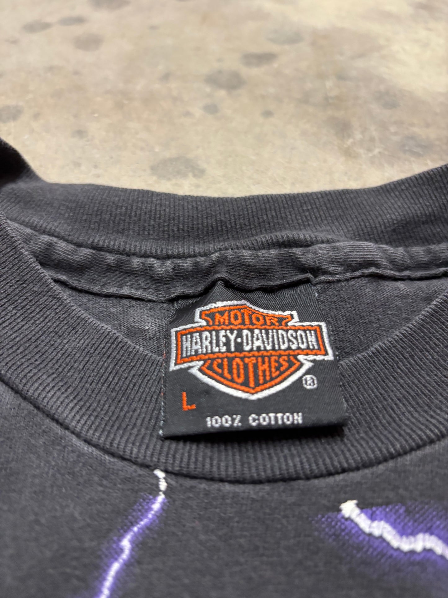 Vintage Harley Davidson Lightning AOP shirt size large