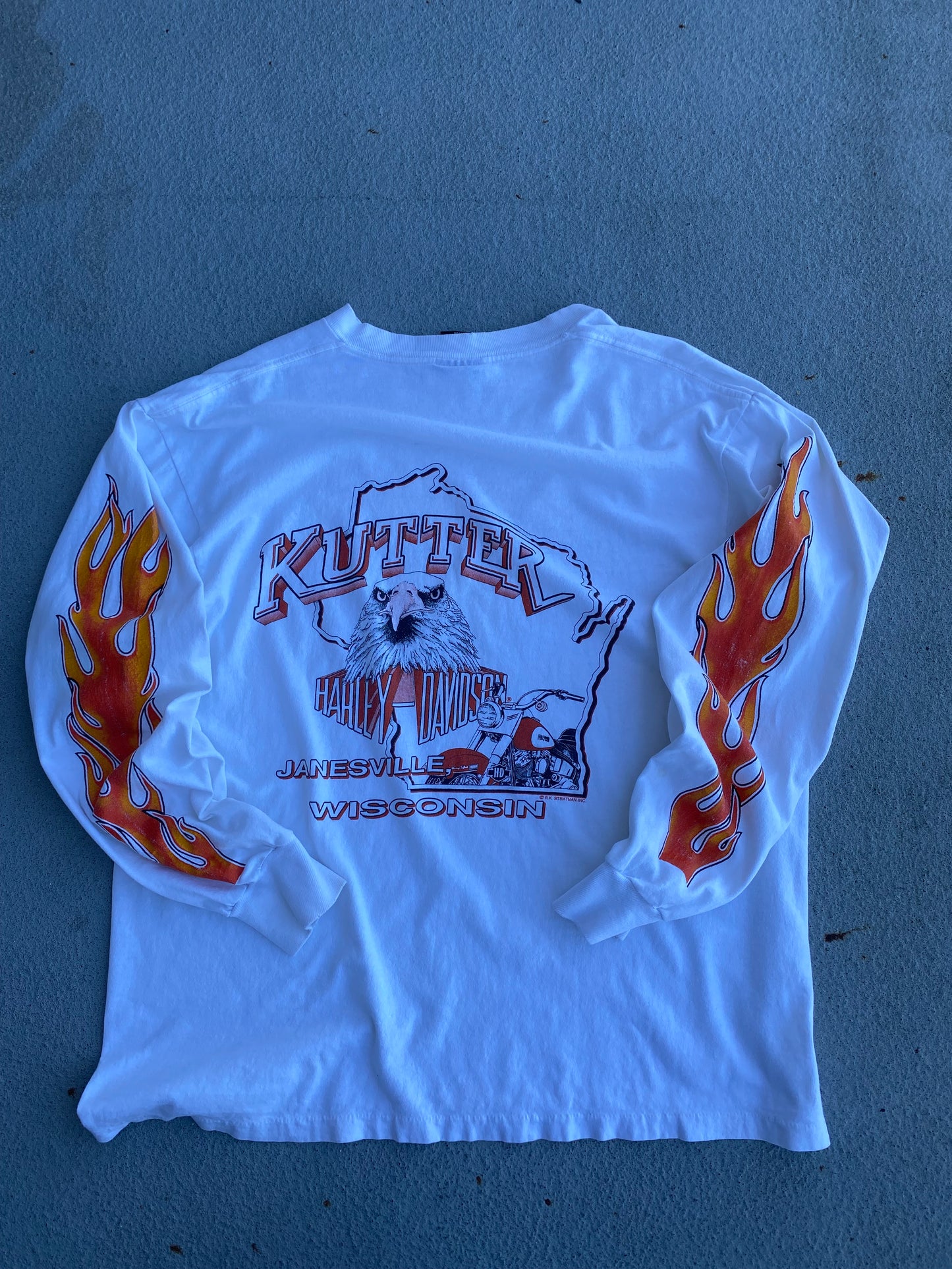 Vintage 1992 Harley long sleeve orange flames size large