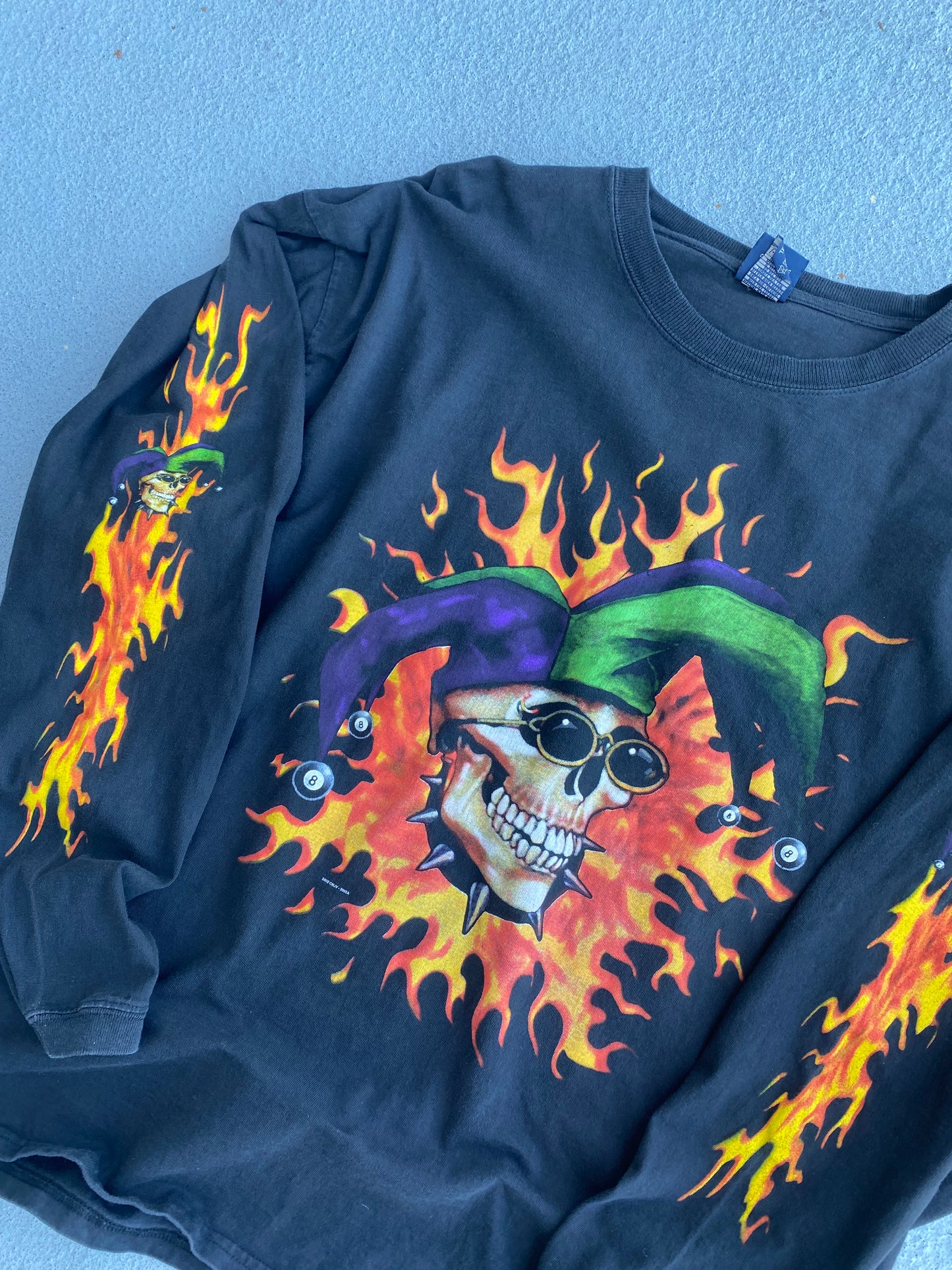 Vintage Sturgis 2003 Flaming Jester Long sleeve shirt size Extra Large
