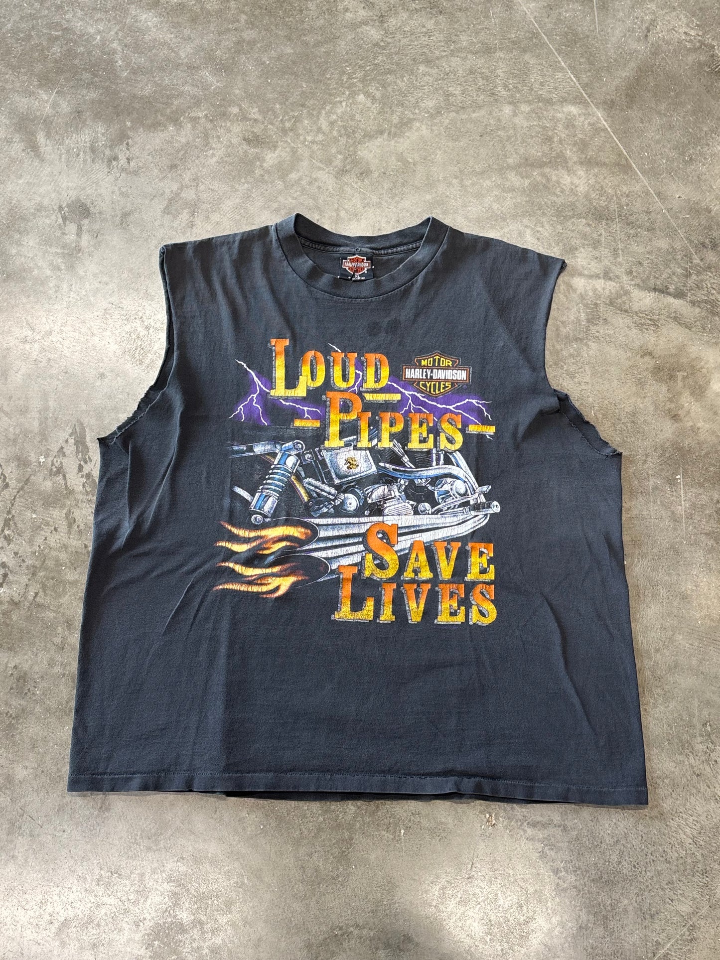 Vintage Harley Davidso Loud pipes chopped shirt size xl