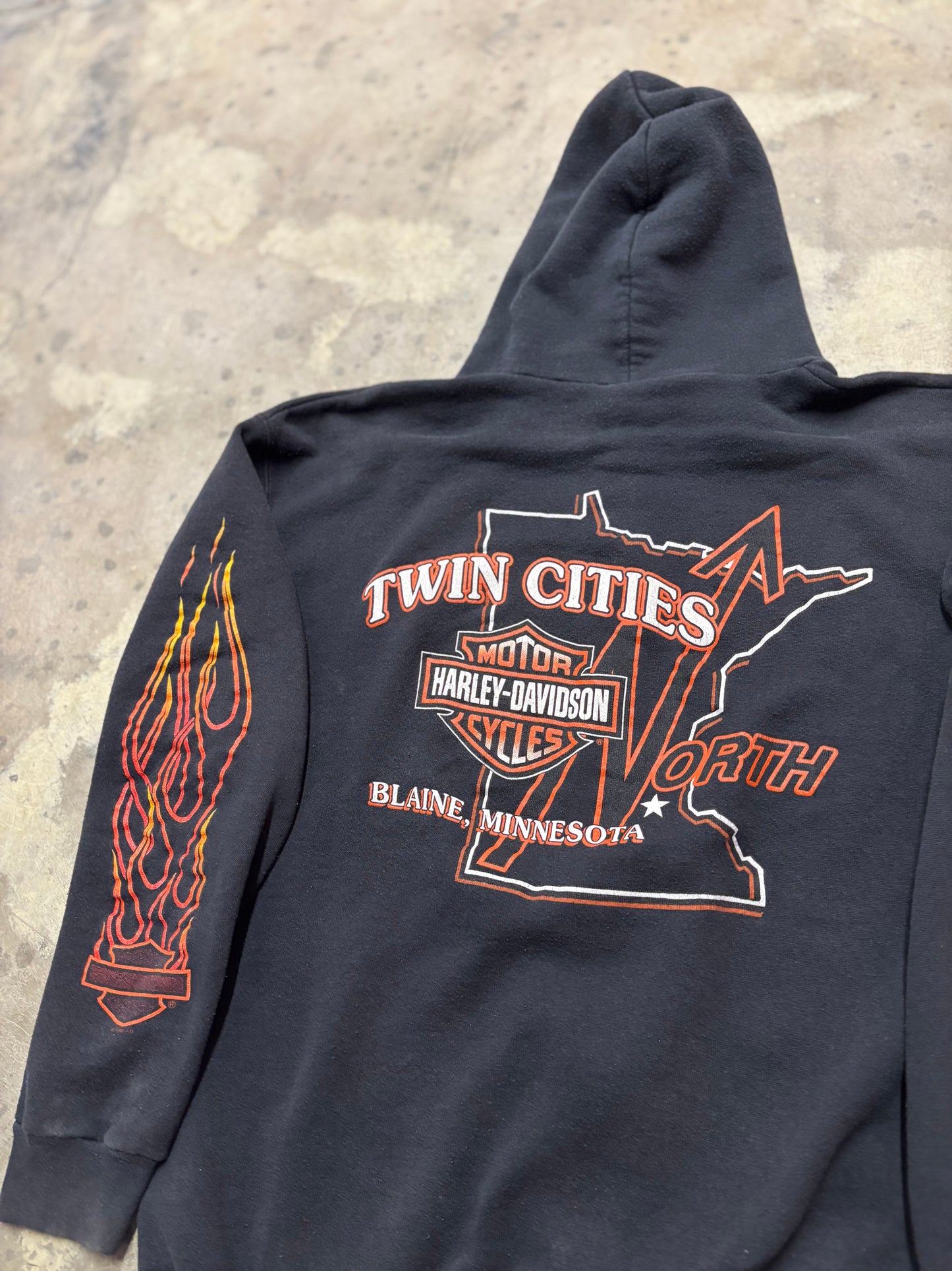 Vintage Harley Flame zip up hoodie size large