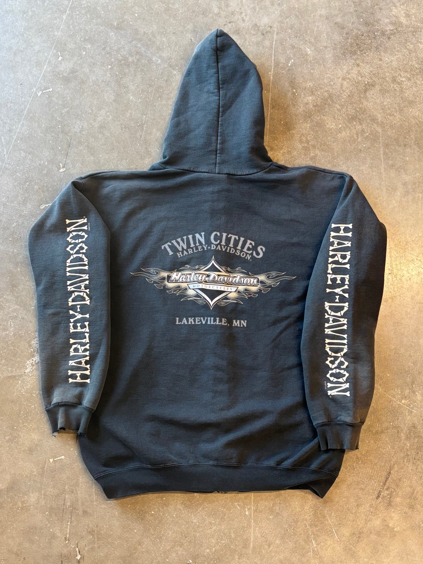 Vintage Harley Davidson bone zip up hoodie size medium