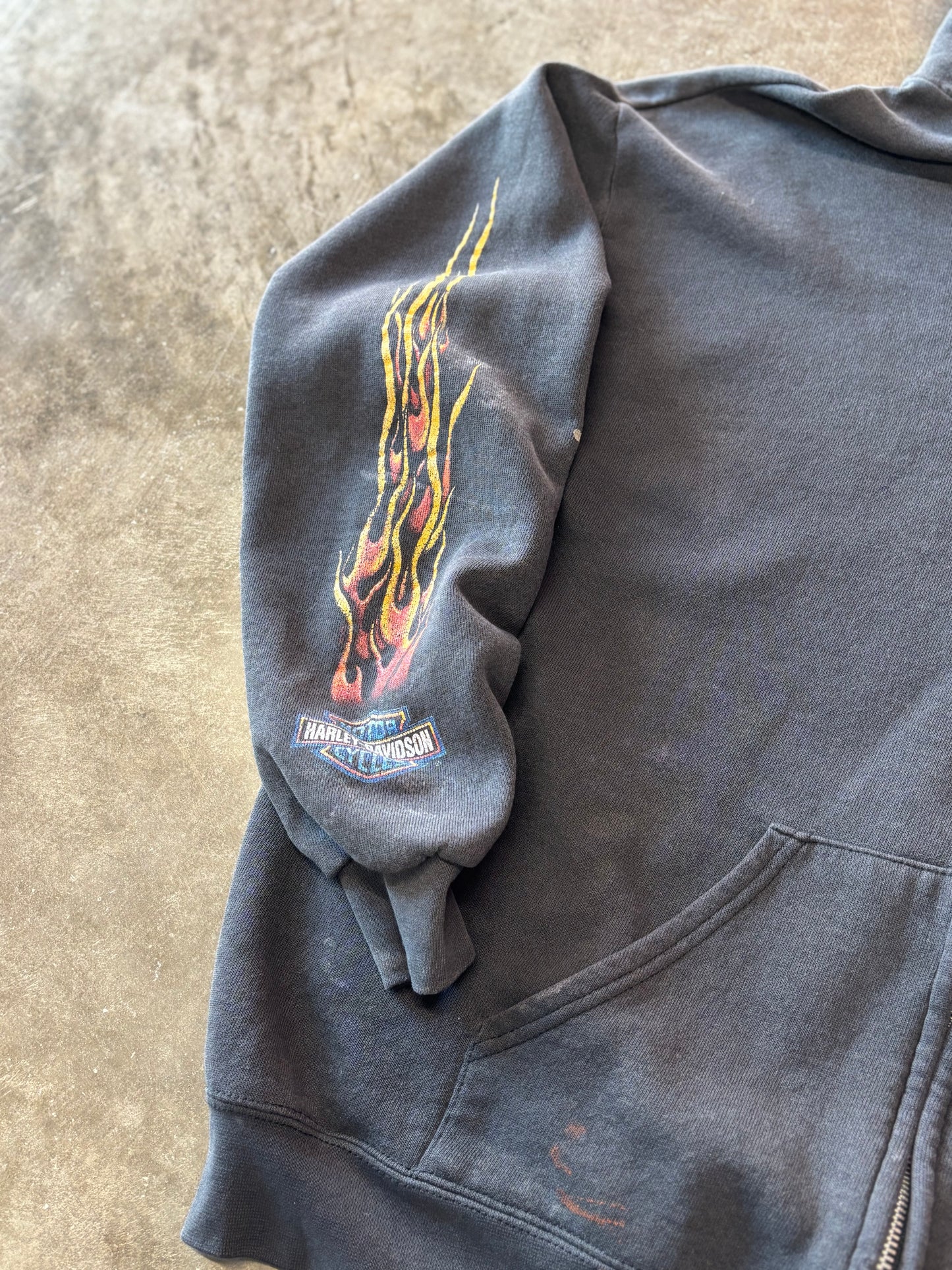 Vintage Harley Davidson thrashed zip up hoodie size large