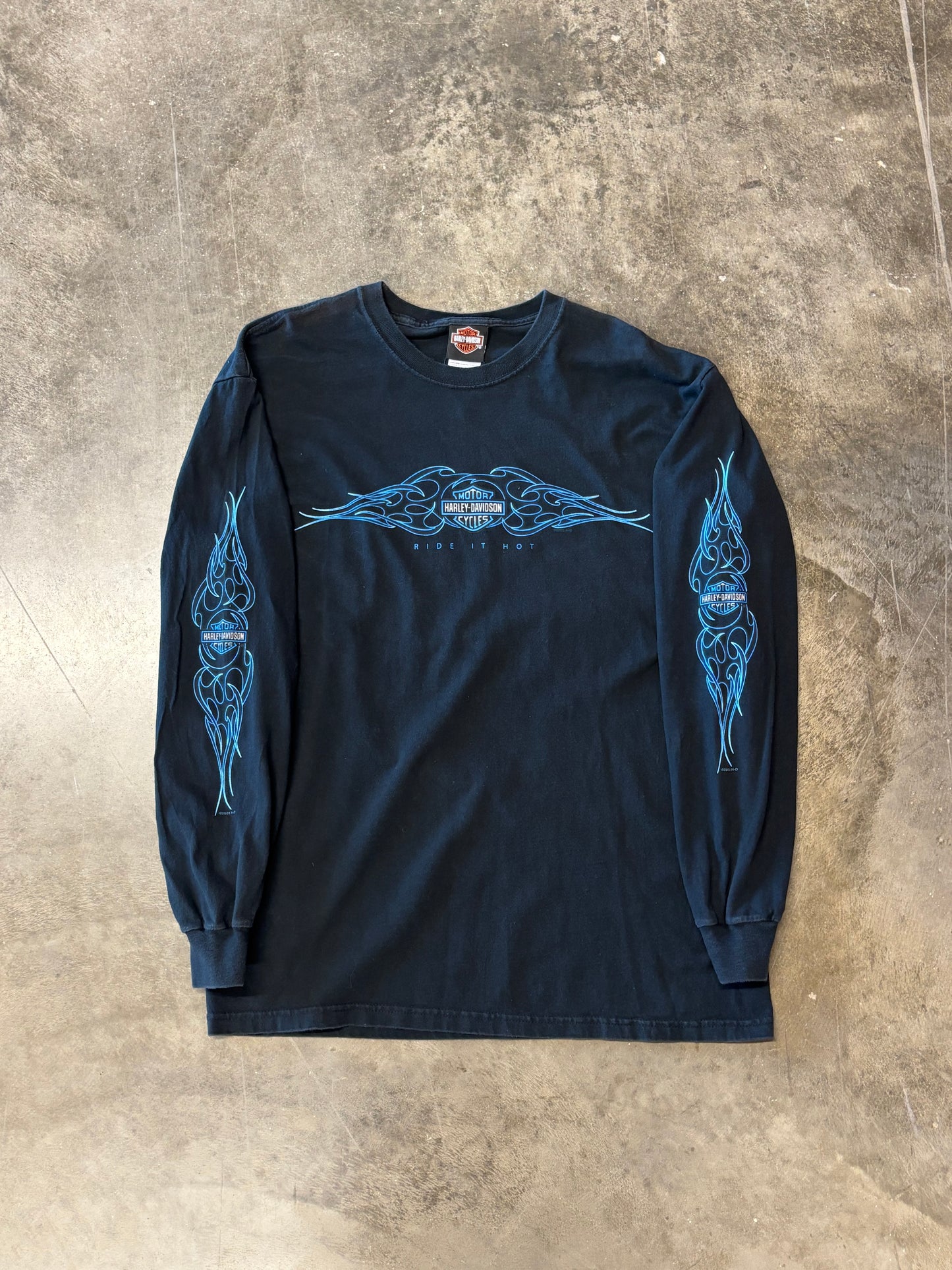 Vintage Harley Davidson blue ribbon long sleeve size large