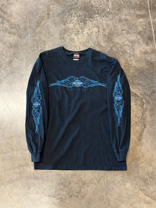 Vintage Harley Davidson blue ribbon long sleeve size large