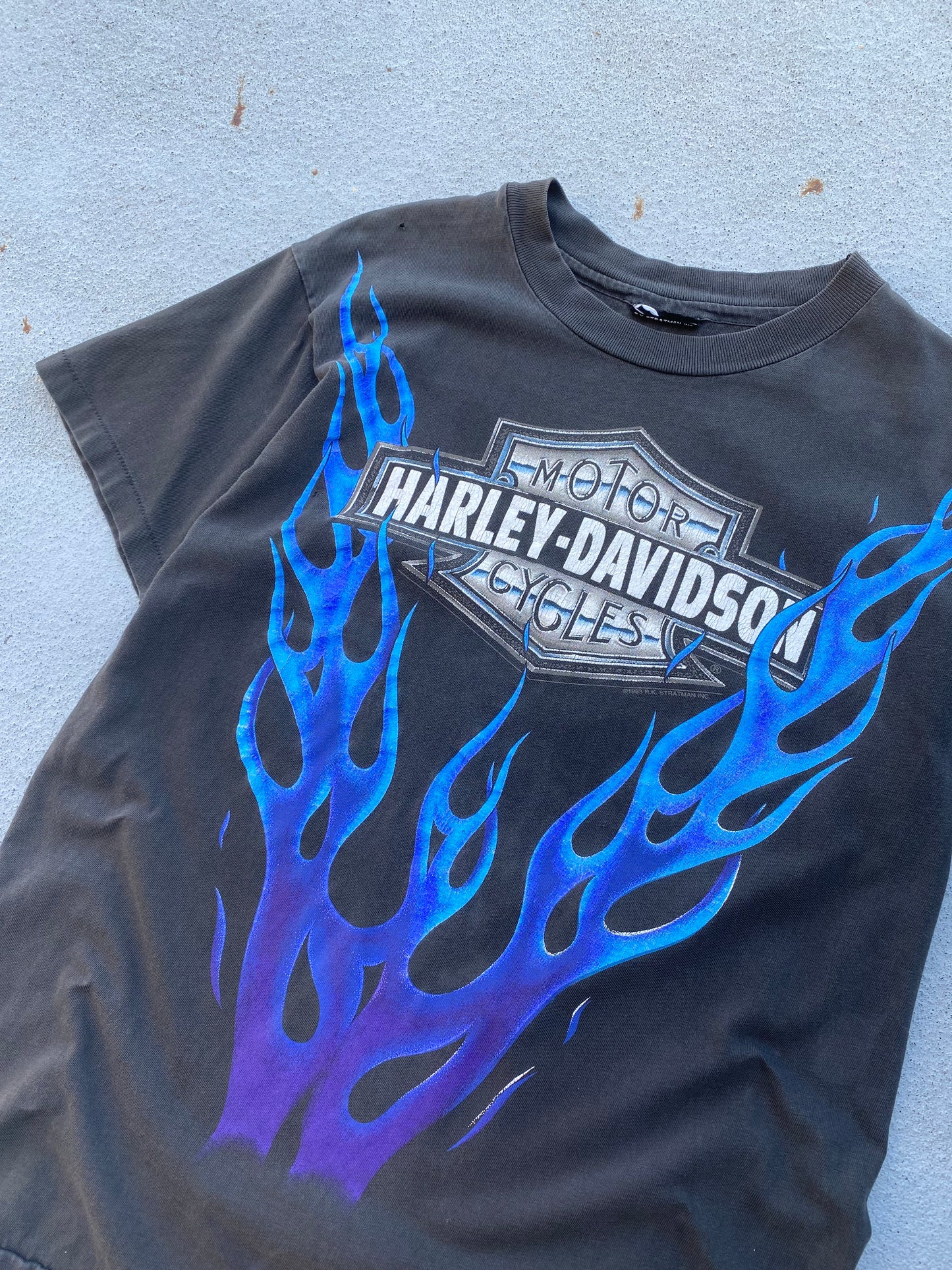 Vintage Harley Blue Flame shirt size large