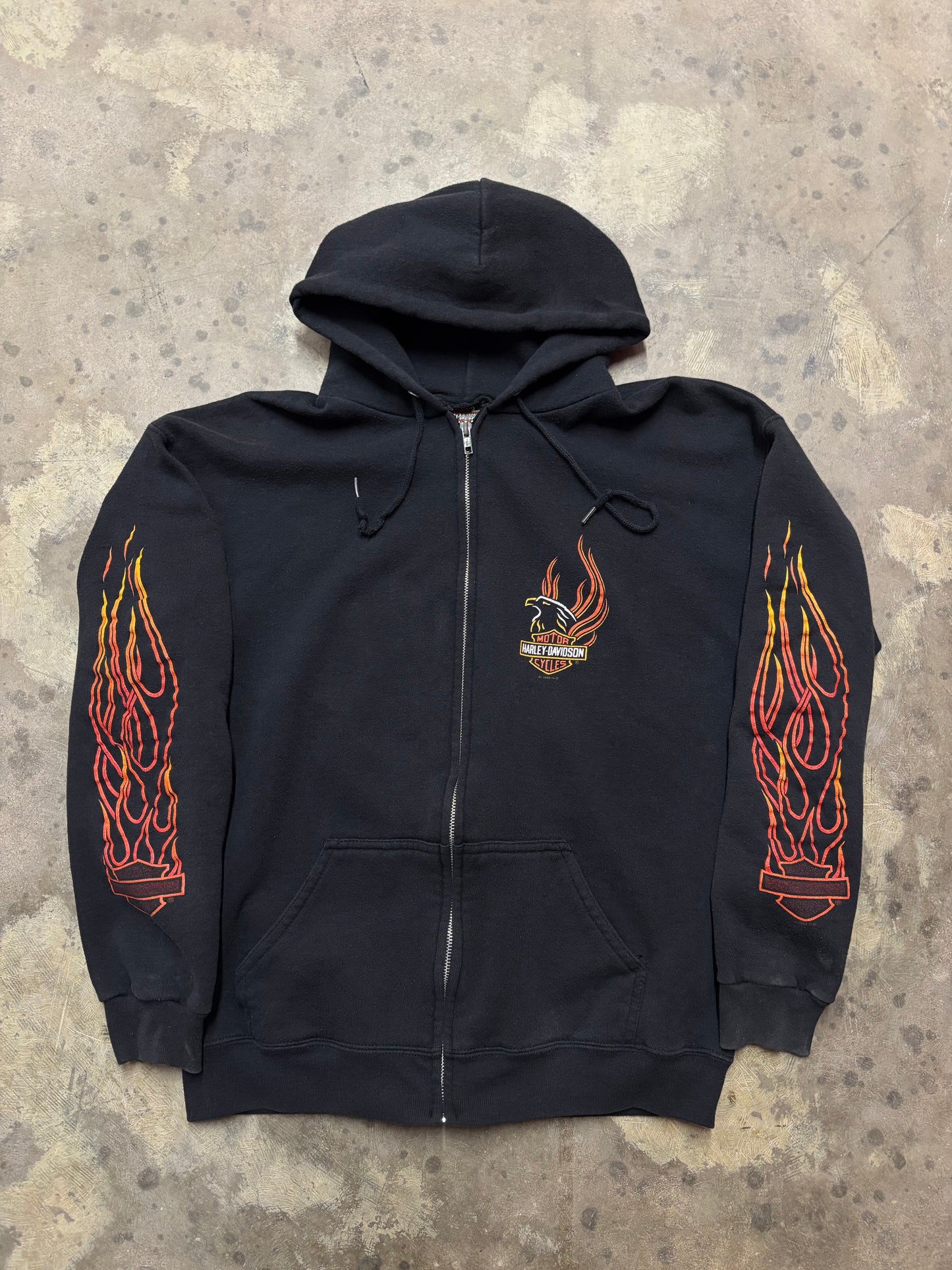 Vintage Harley Flame zip up hoodie size large
