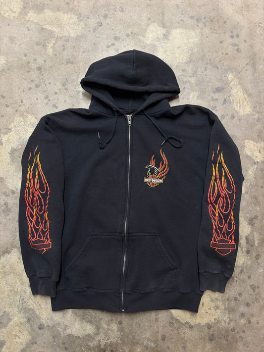 Vintage Harley Flame zip up hoodie size large