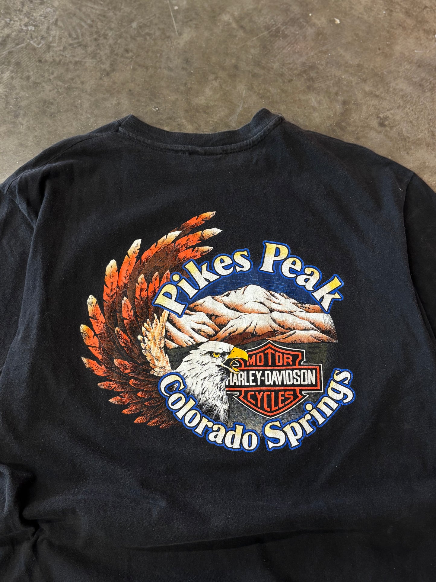Vintage Harley Davidson V Twin blue flame long sleeve size xl