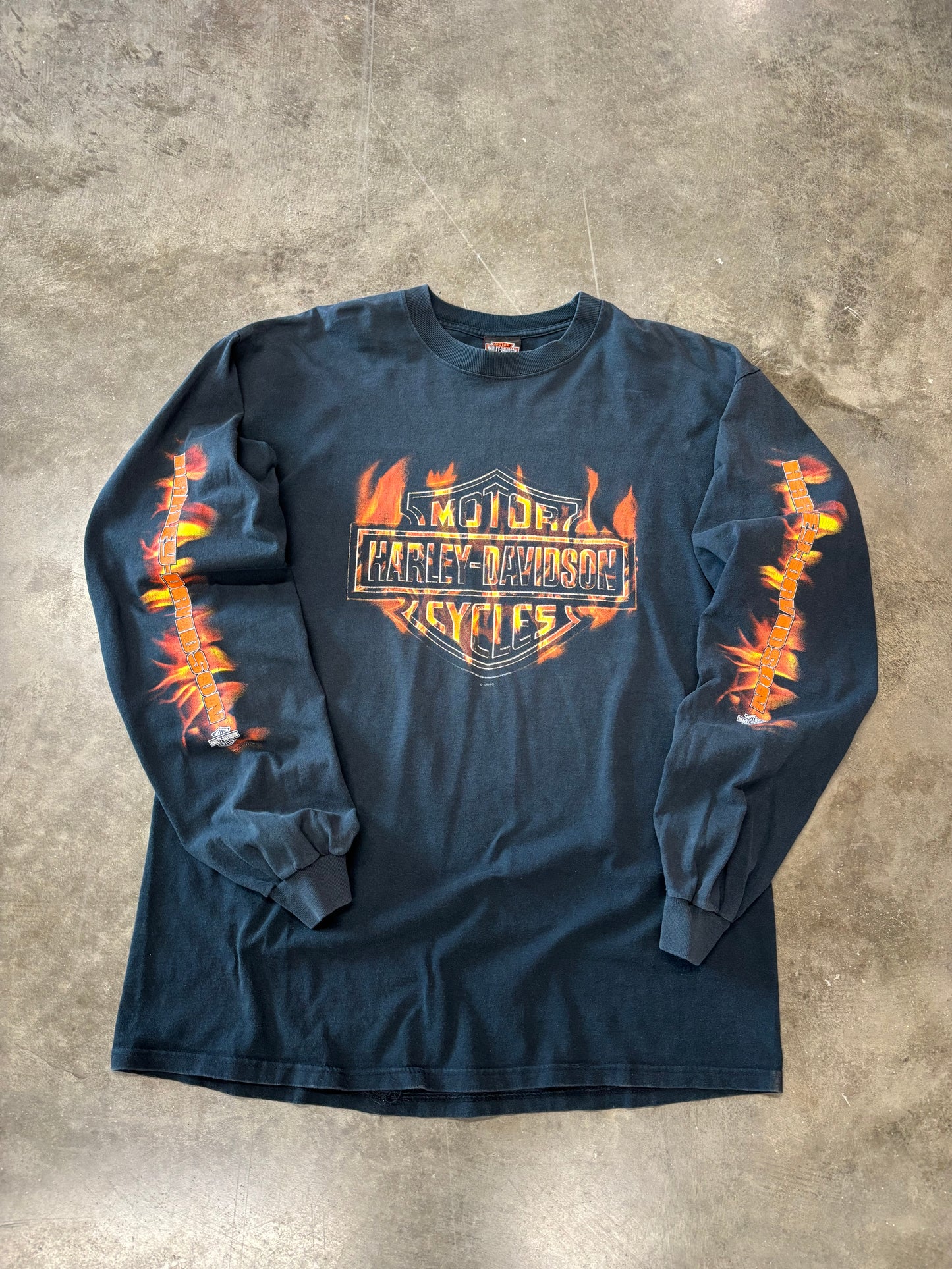 Vintage Harley Davidson Flame ball long sleeve size xl