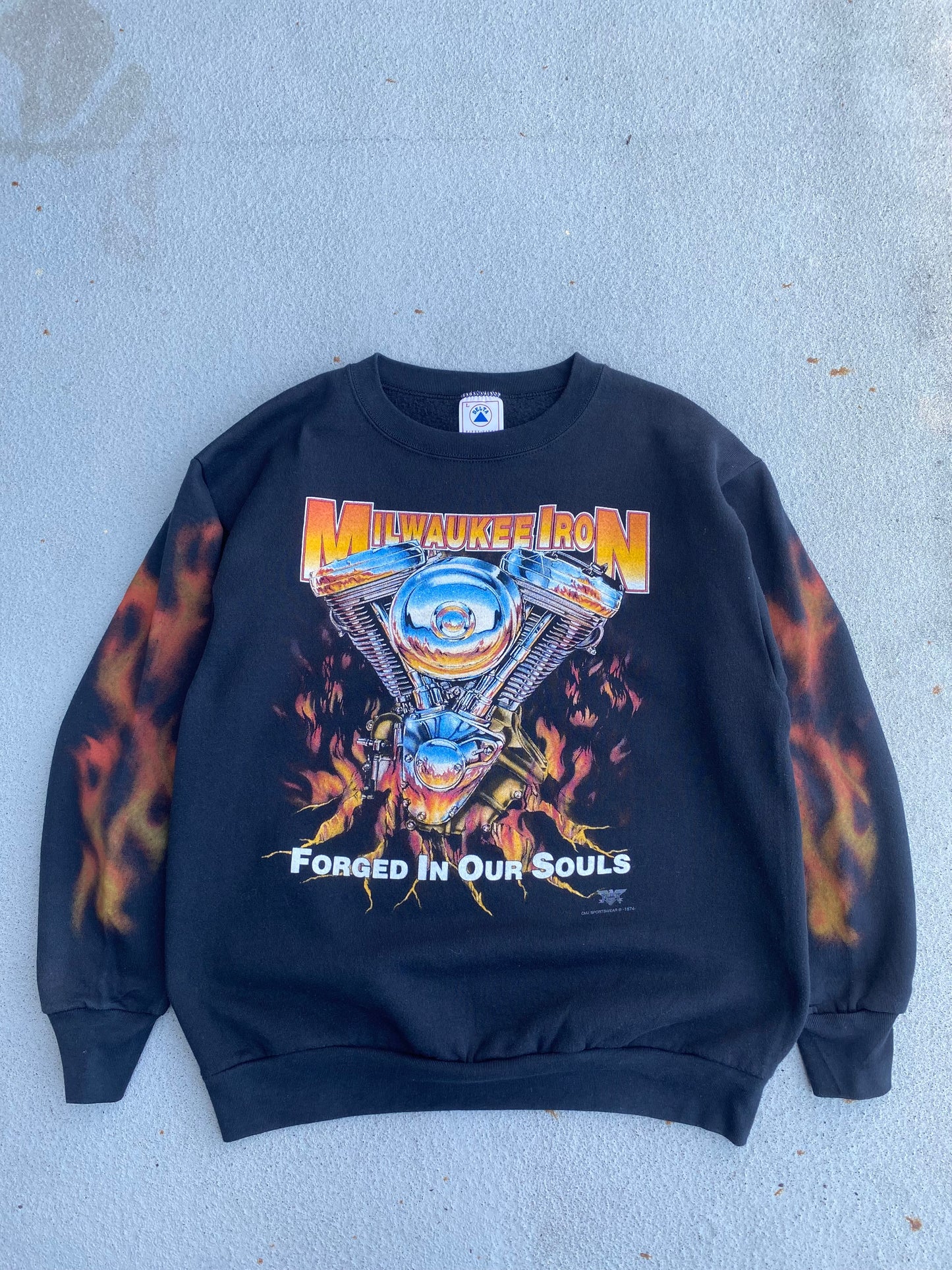 Crazy Shovelhead flame sweatshirt size large