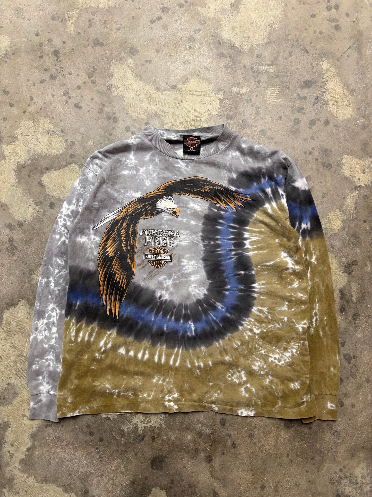 Vintage Harley Davidson Eagle Tie Dye long sleeve size large
