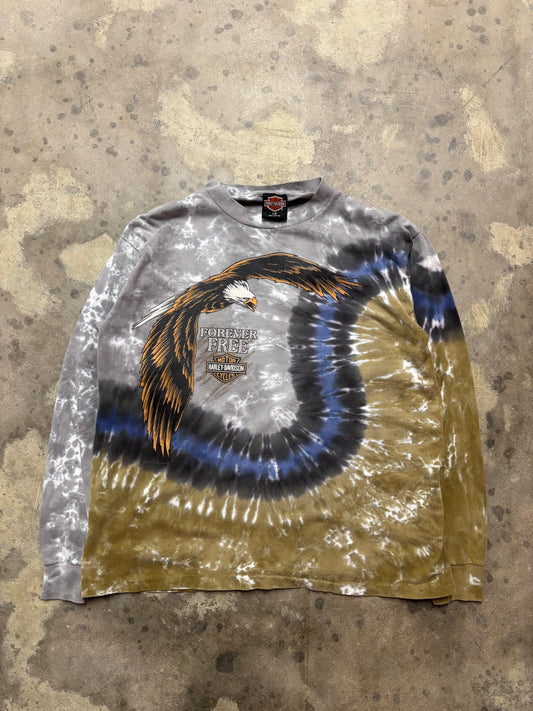 Vintage Harley Davidson Eagle Tie Dye long sleeve size large