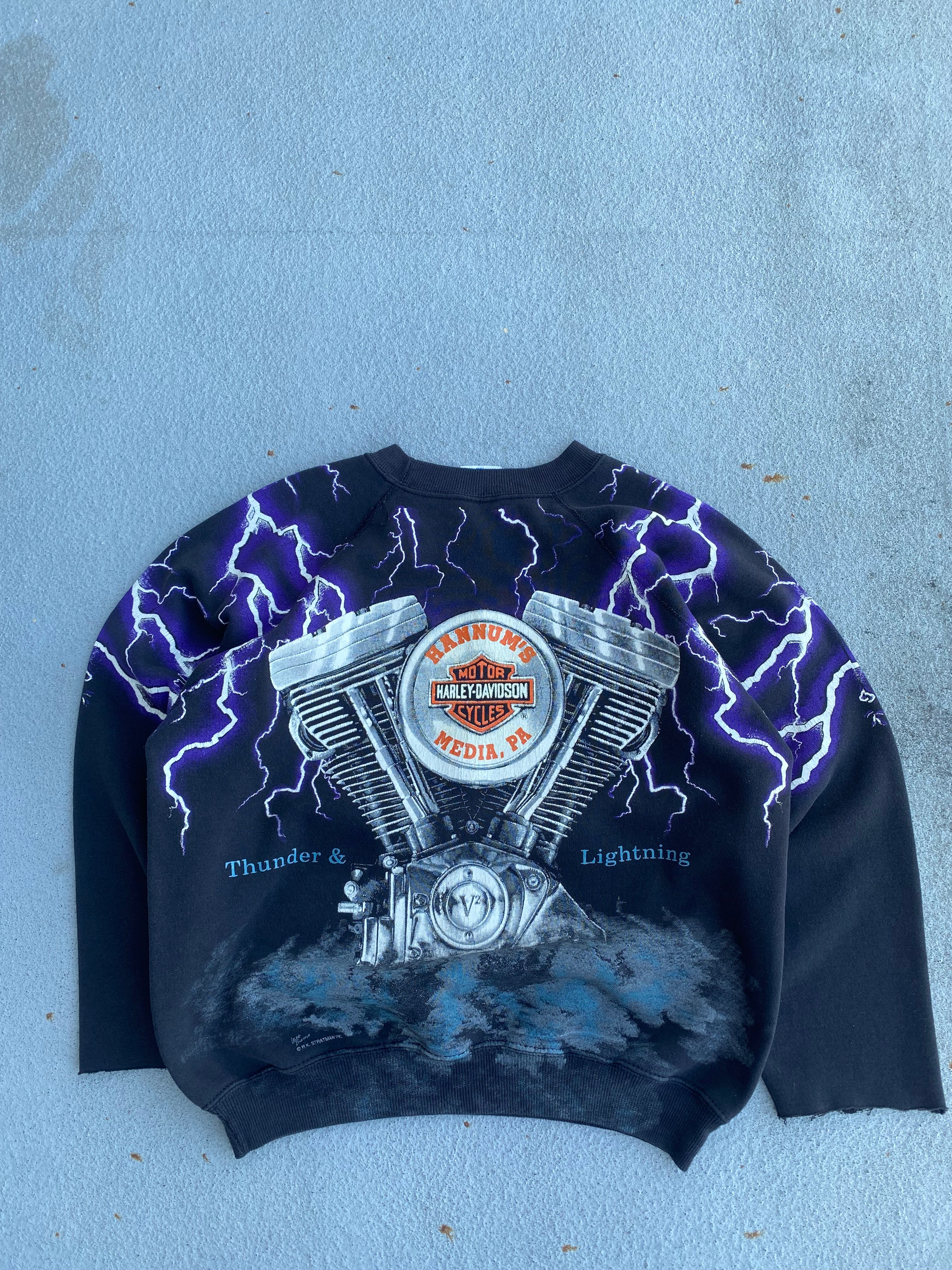 Vintage Harley Davidson Thunder And Lightning AOP All Over