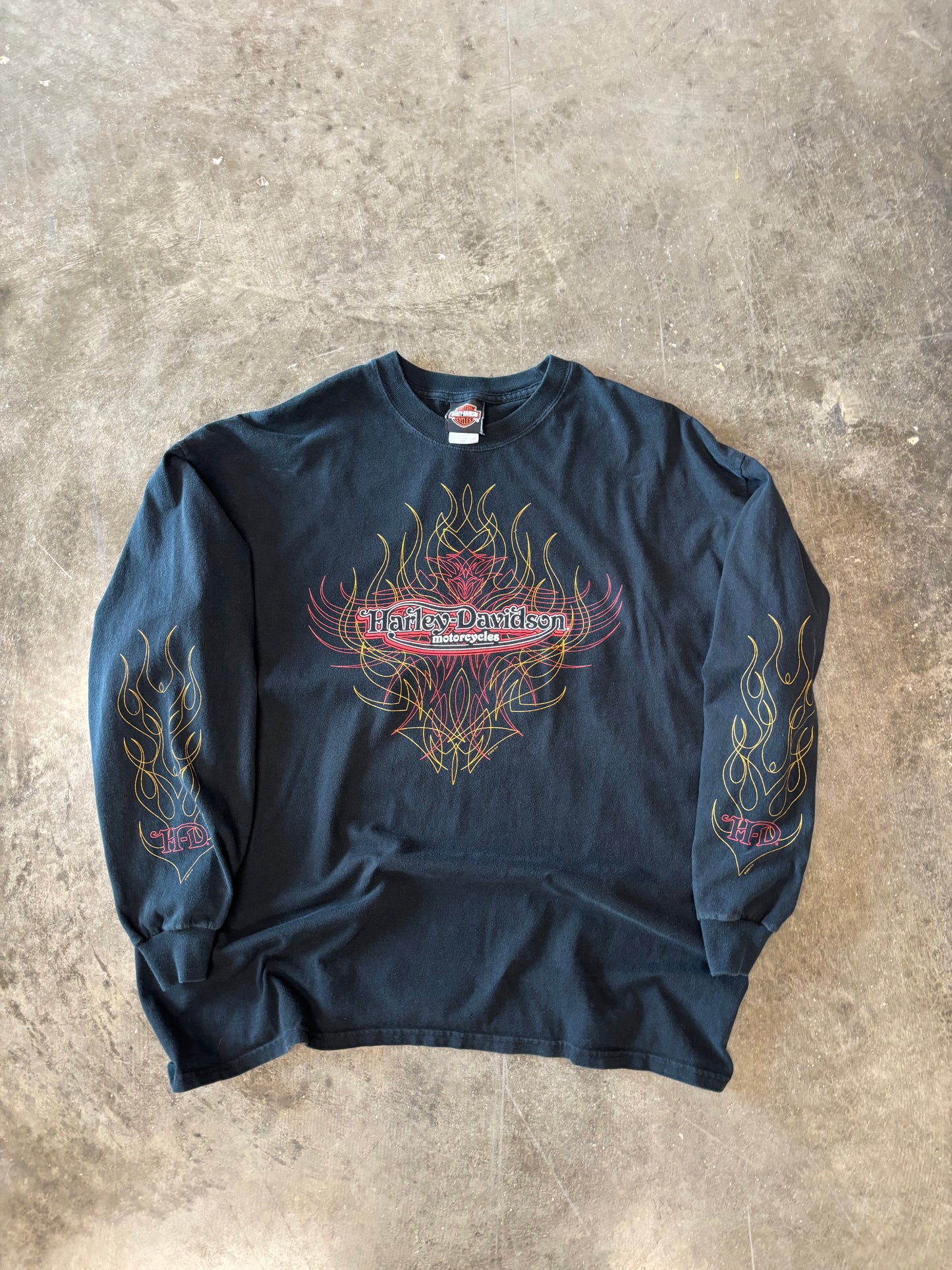Vintage Harley Davidson string flame long sleeve size xxl