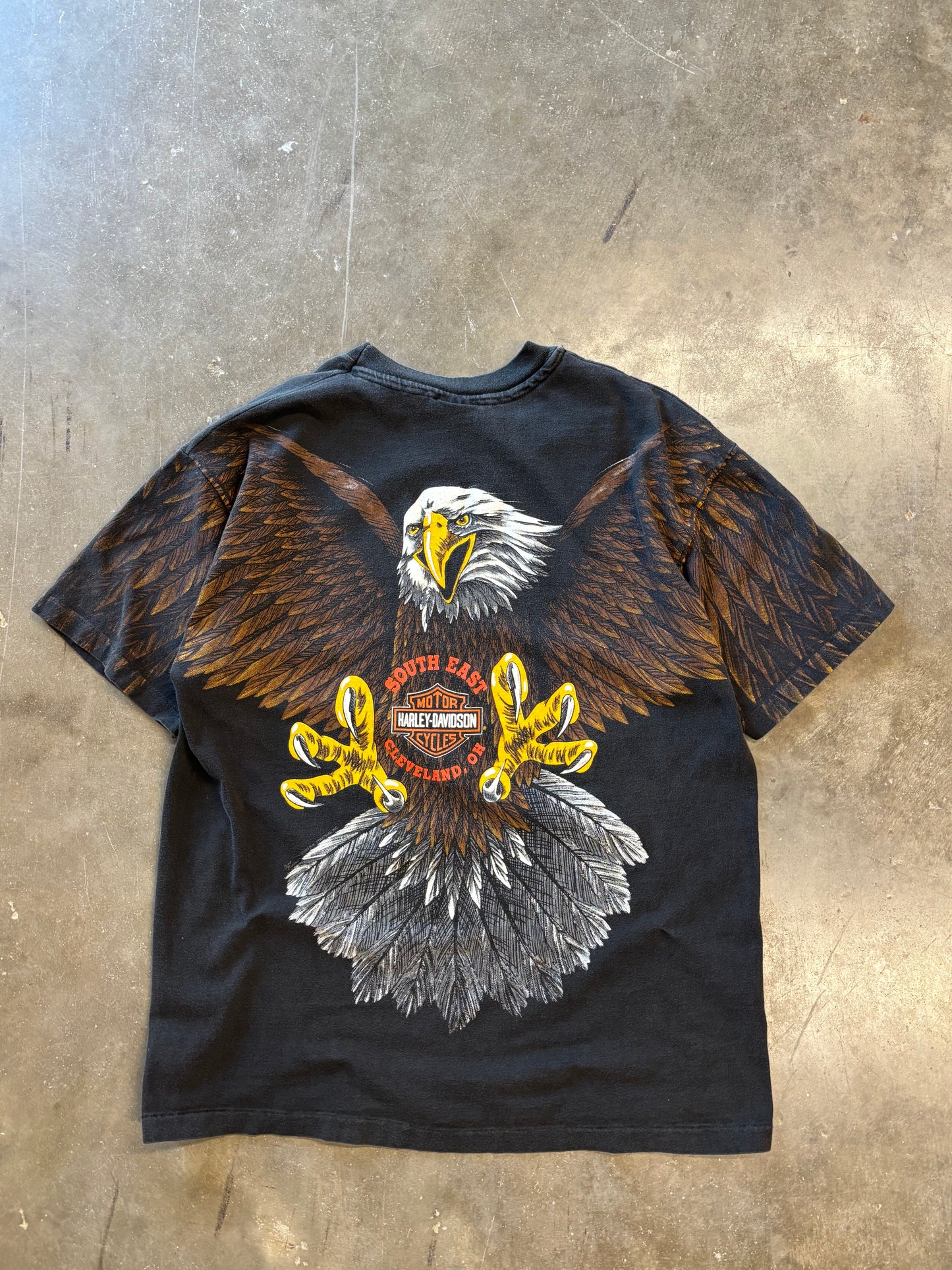 Vintage Harley Davidson Eagle all over print size large