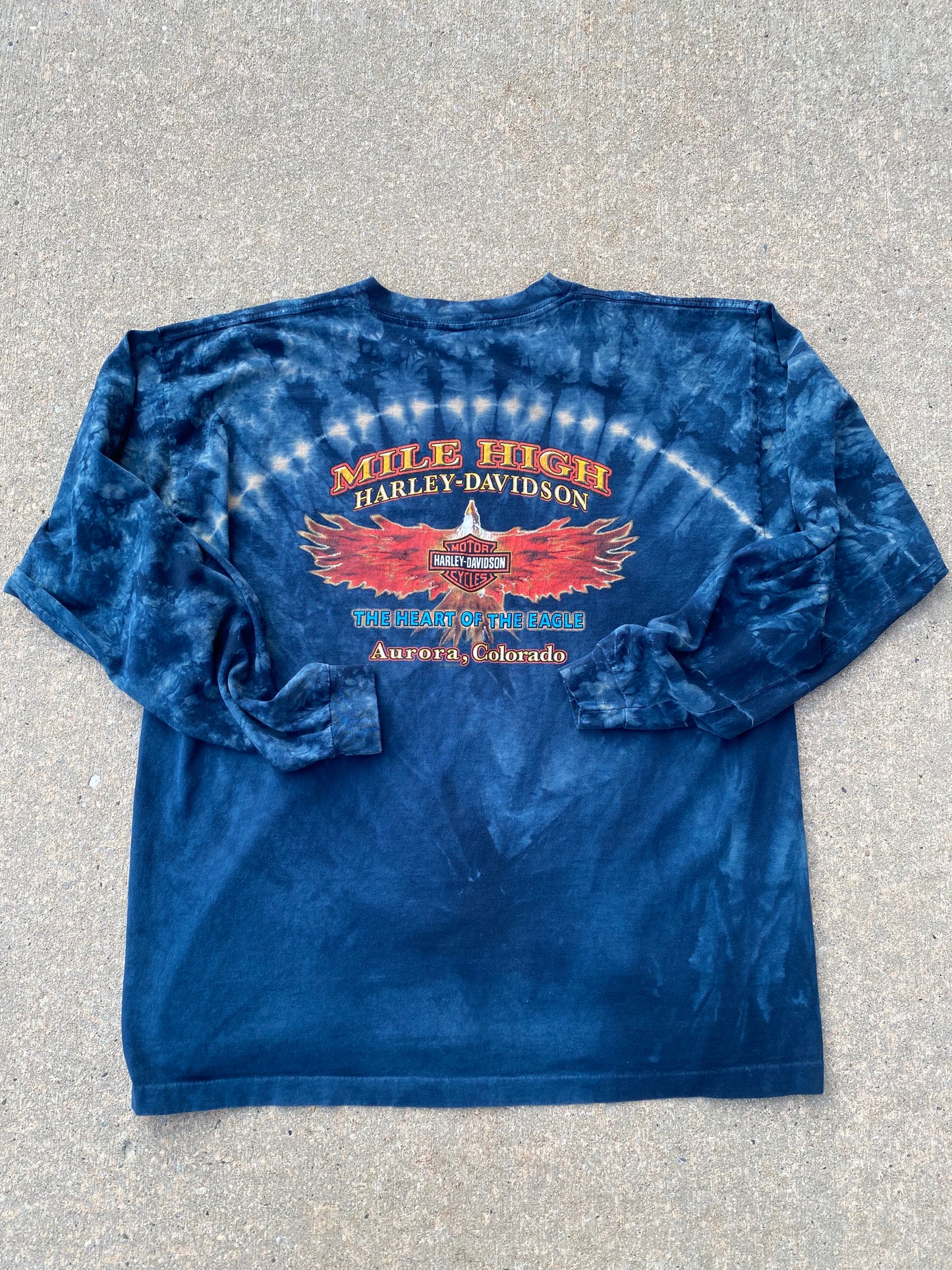 Vintage Harley Davidson Marble dyed long sleeve size XL