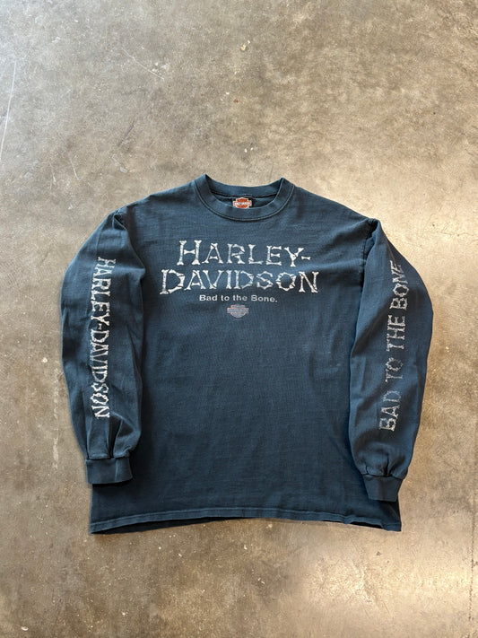 Vintage Harley Davidson bad to the bone long sleeve fader size large