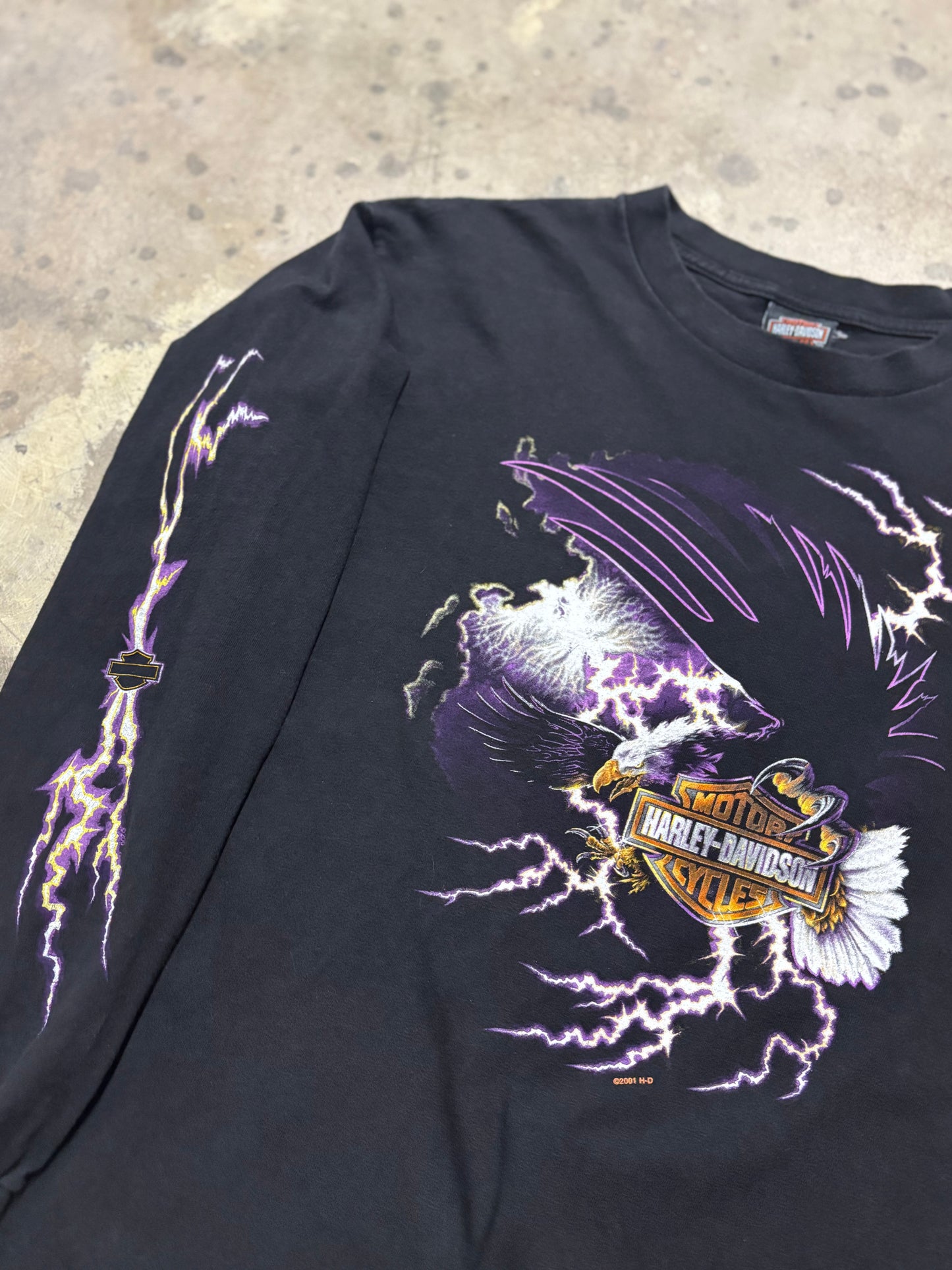 Vintage Harley Davidson Purple Eagle Lightning long sleeve size large