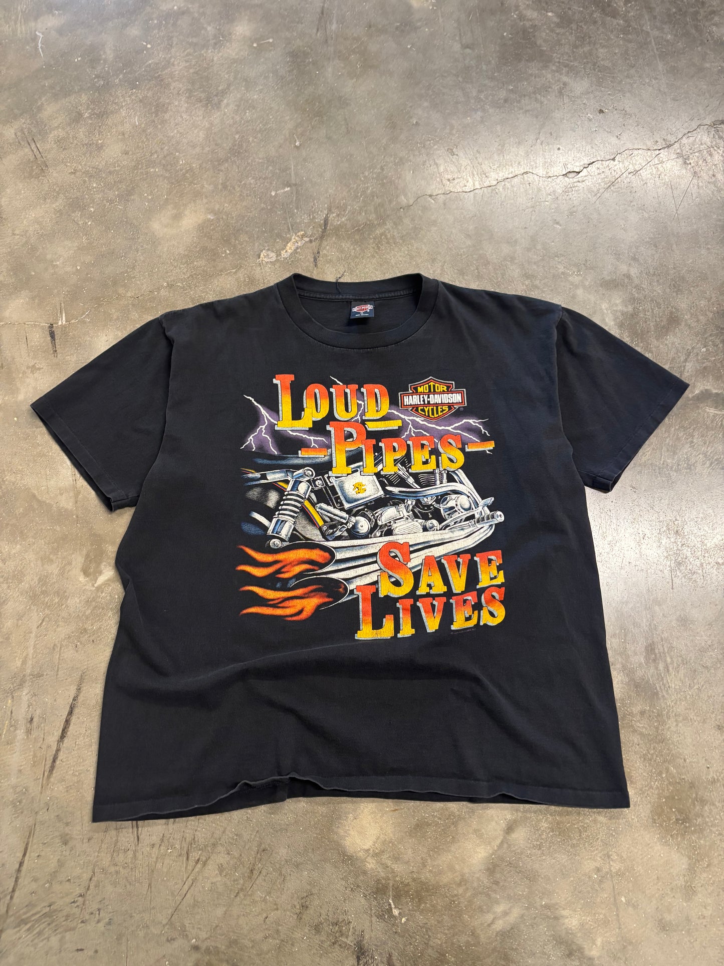 Vintage Harley Davidson Loud Pipes Save lives shirt size xl