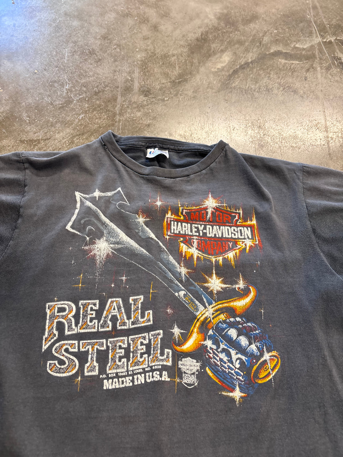 Vintage Harley Davidson faded out real steel shirt size medium