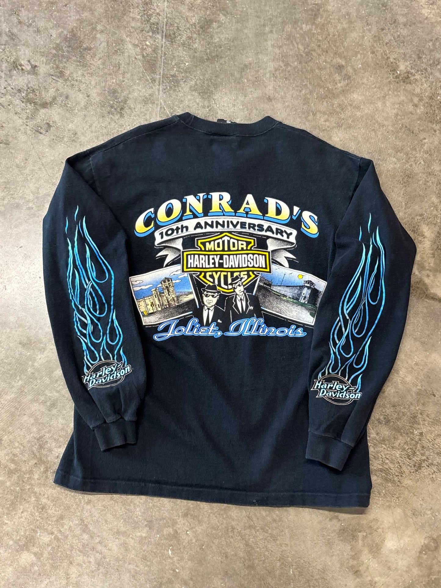 Vintage Harley Davidson blue flame size medium