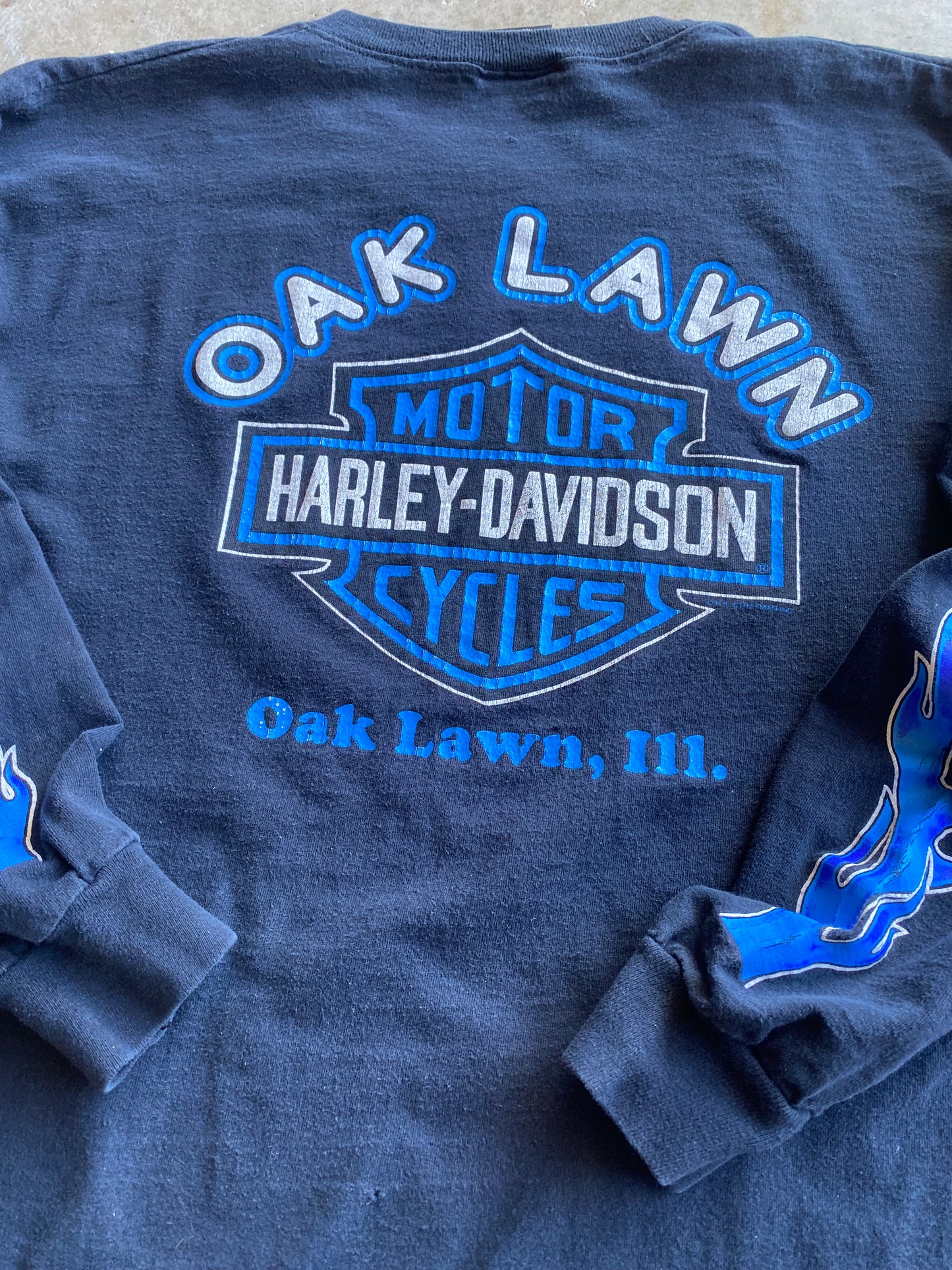 Vintage Harley Davidson Blue Flame Shirt size extra large
