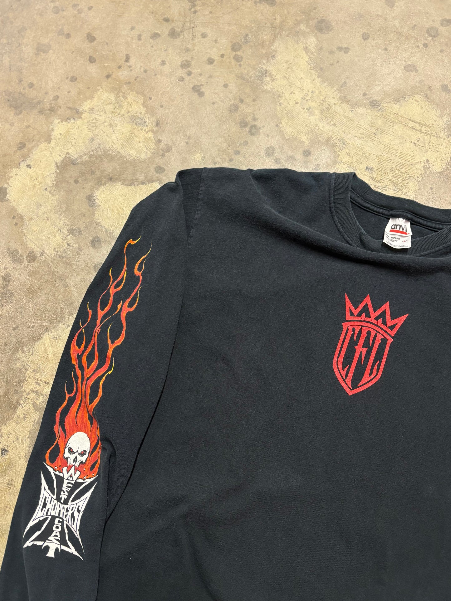 Vintage West Coast Choppers Flame Skull shirt size large