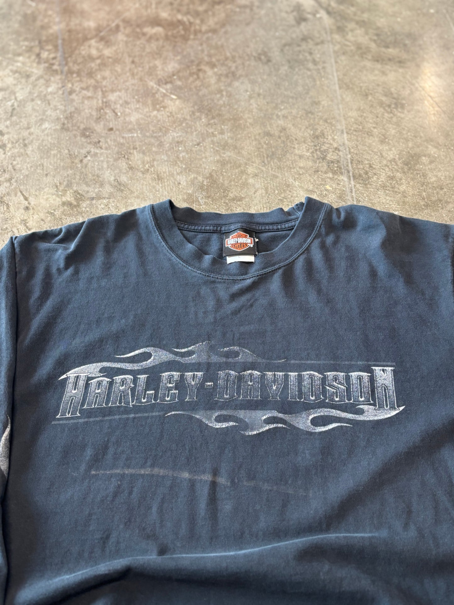 Vintage Harley Davidson chrome flame long sleeve size large