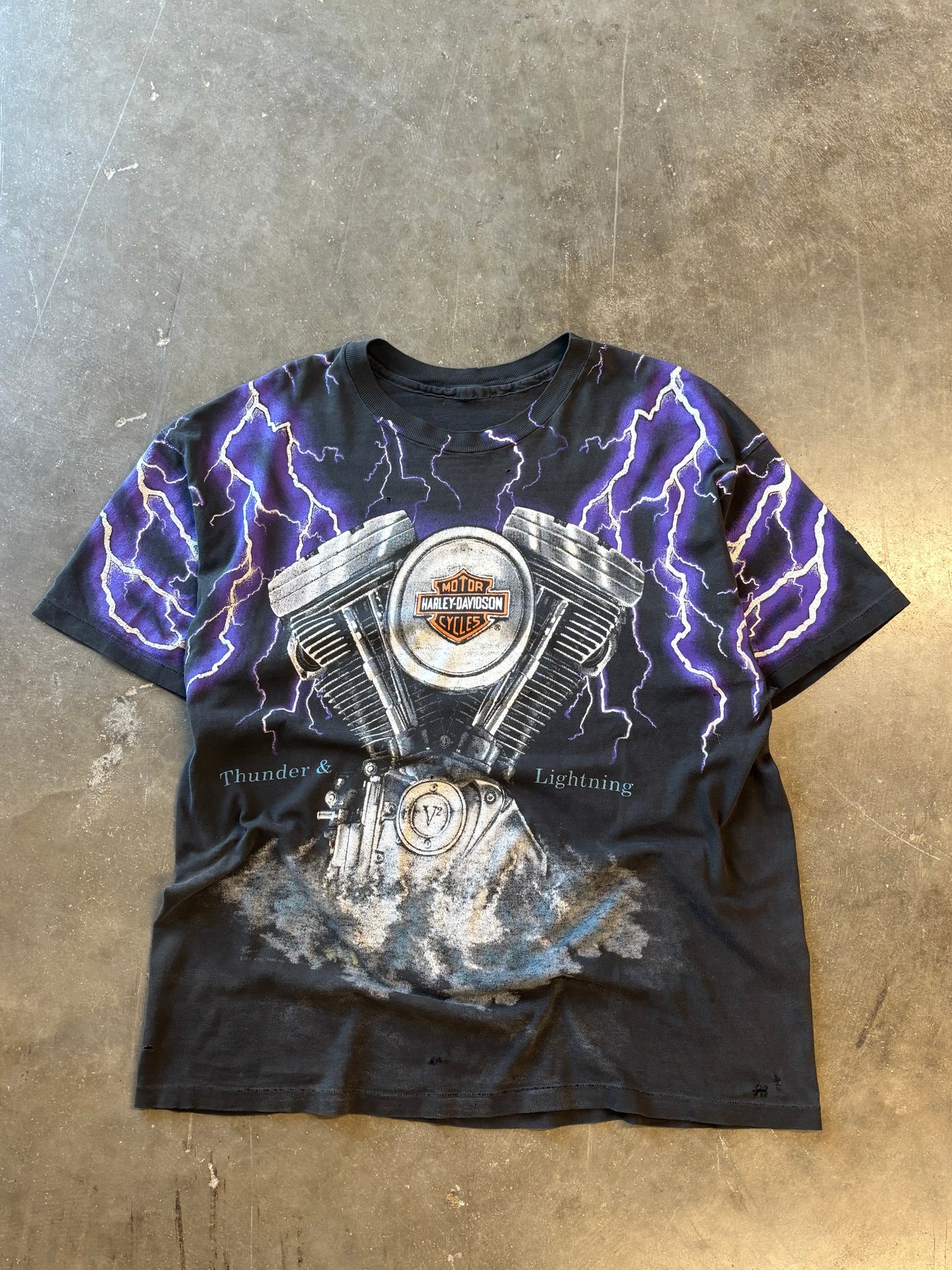 Vintage Harley Davidson purple Lightning AOP size XL