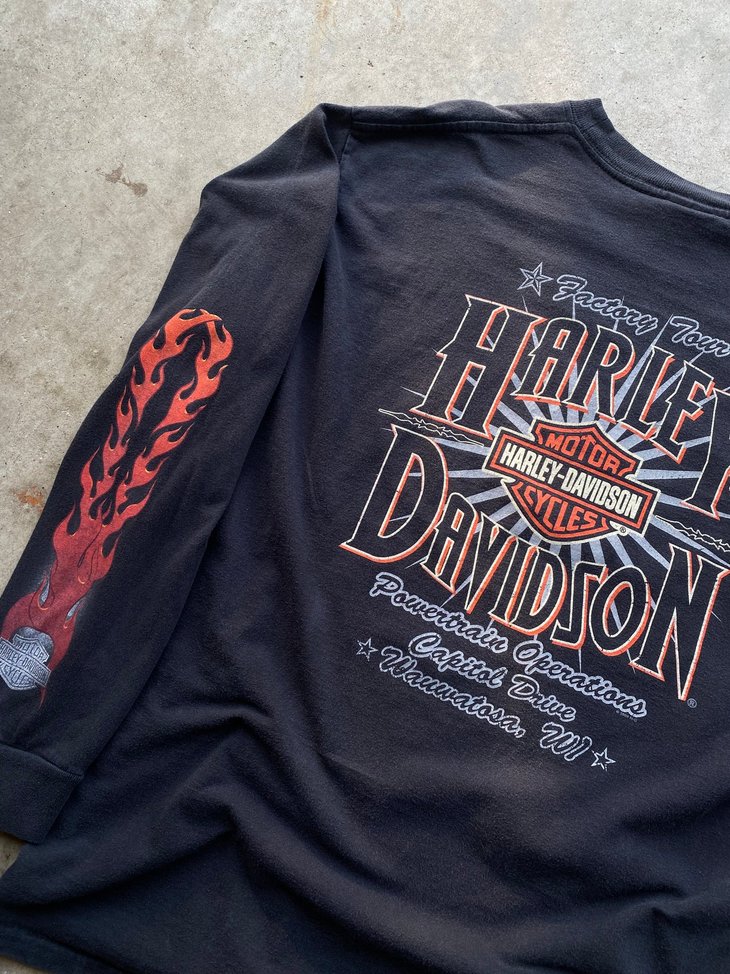 Vintage Chrome flame Harley Davidsons long sleeve shirt size XL