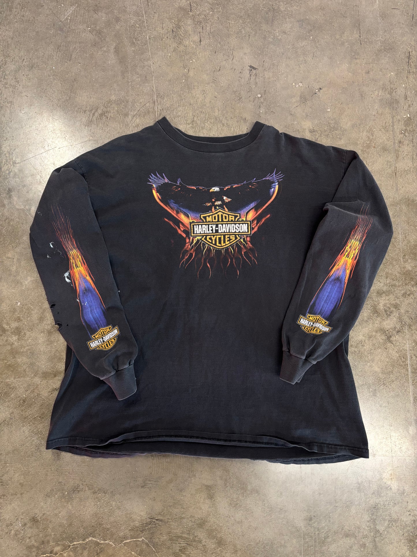 Vintage Harley Davidson Faded OuT Hawg back hit eagle long sleeve size xxl