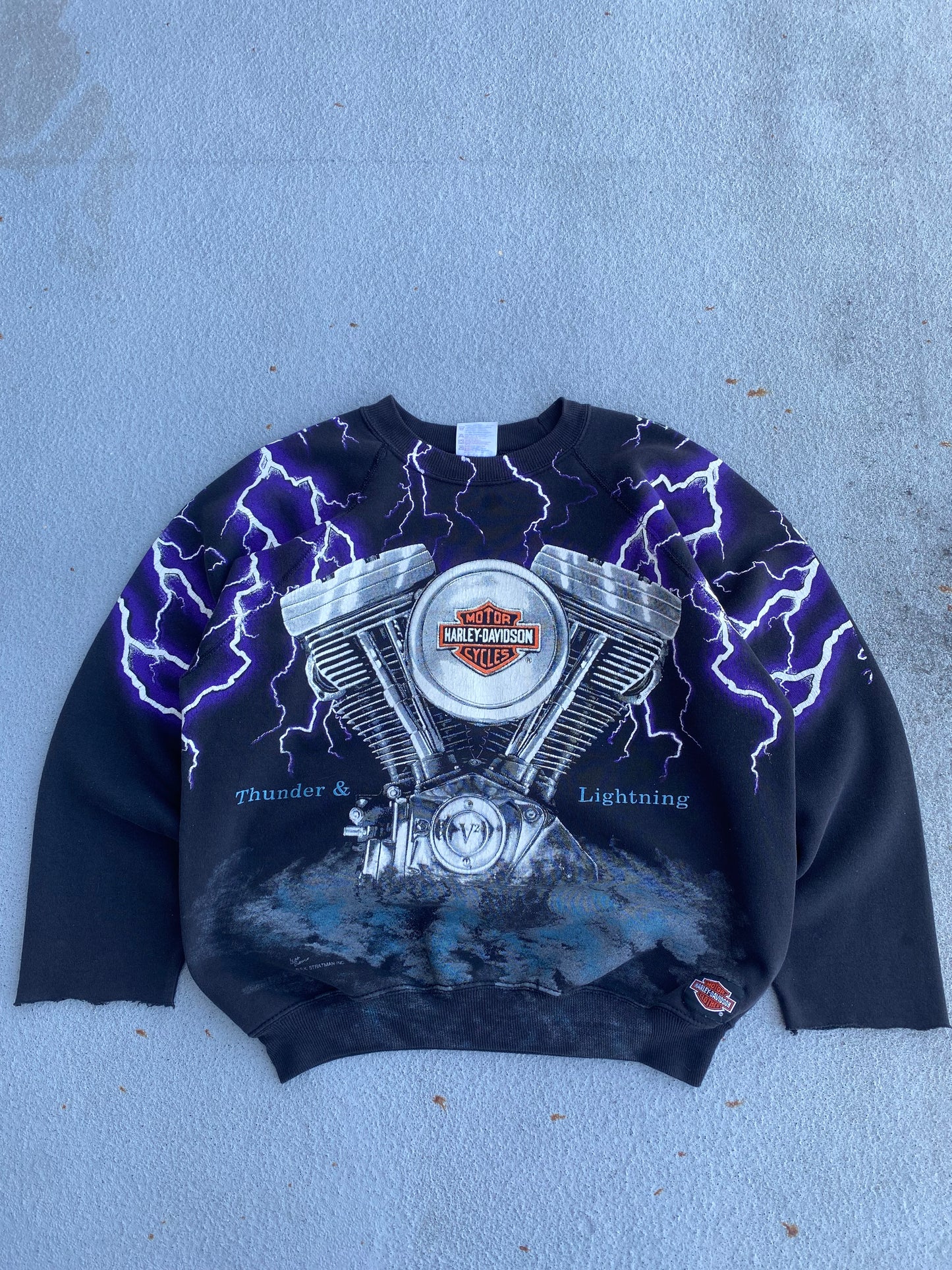 Vintage Harley Davidson Thunder and Lightning Sweatshirt size large