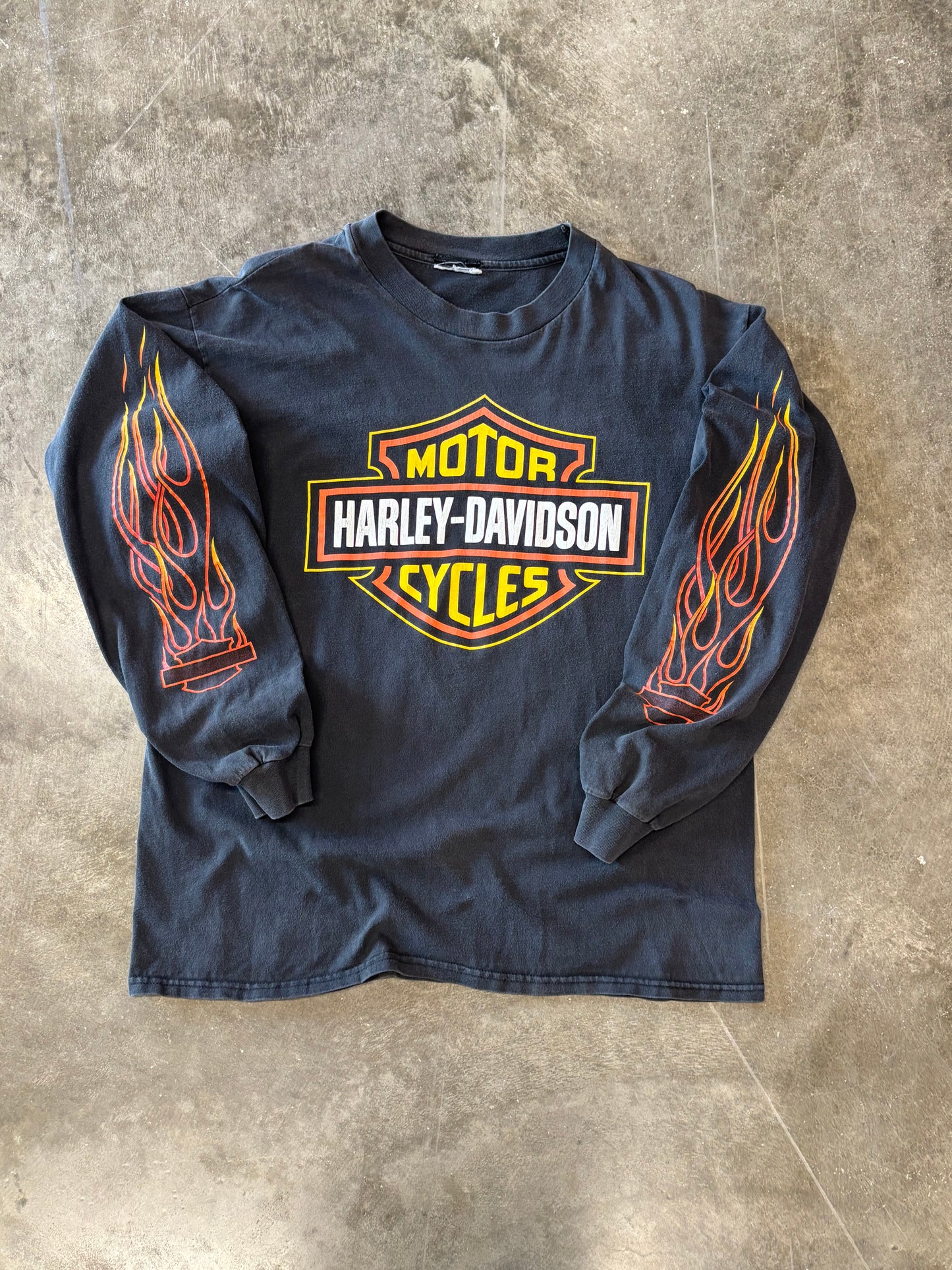 Vintage Harley Davidson Flame shield shirt size large