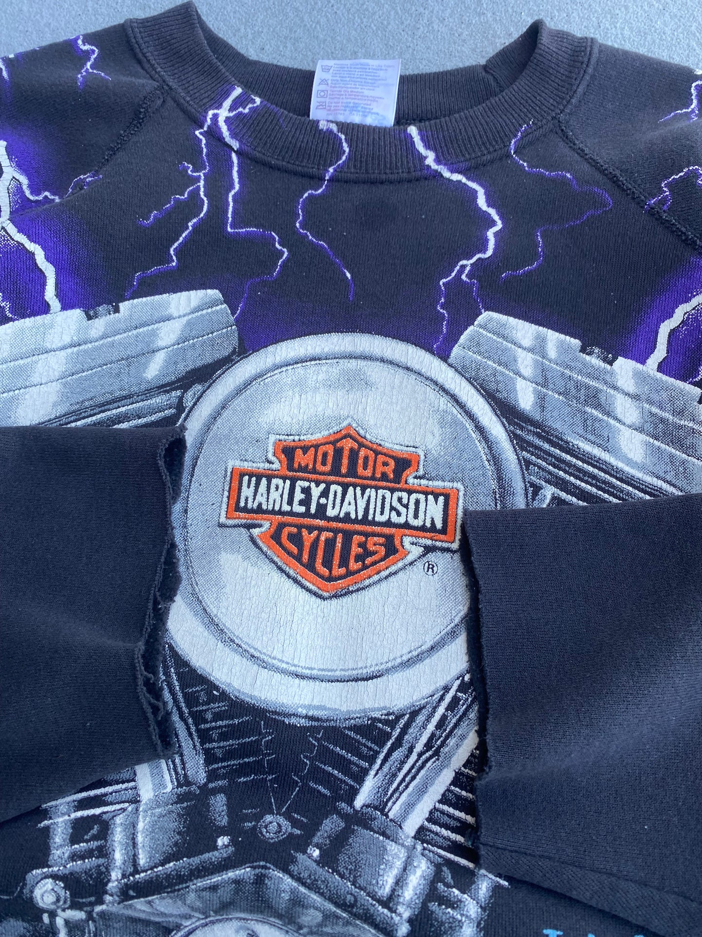 Vintage Harley Davidson Thunder and Lightning Sweatshirt size large