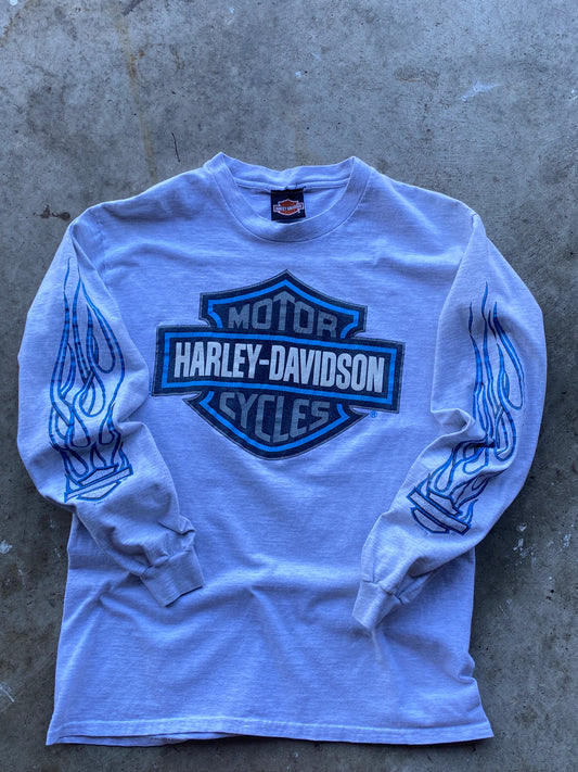 Vintage Harley Davidson Blue flame shield size medium shirt
