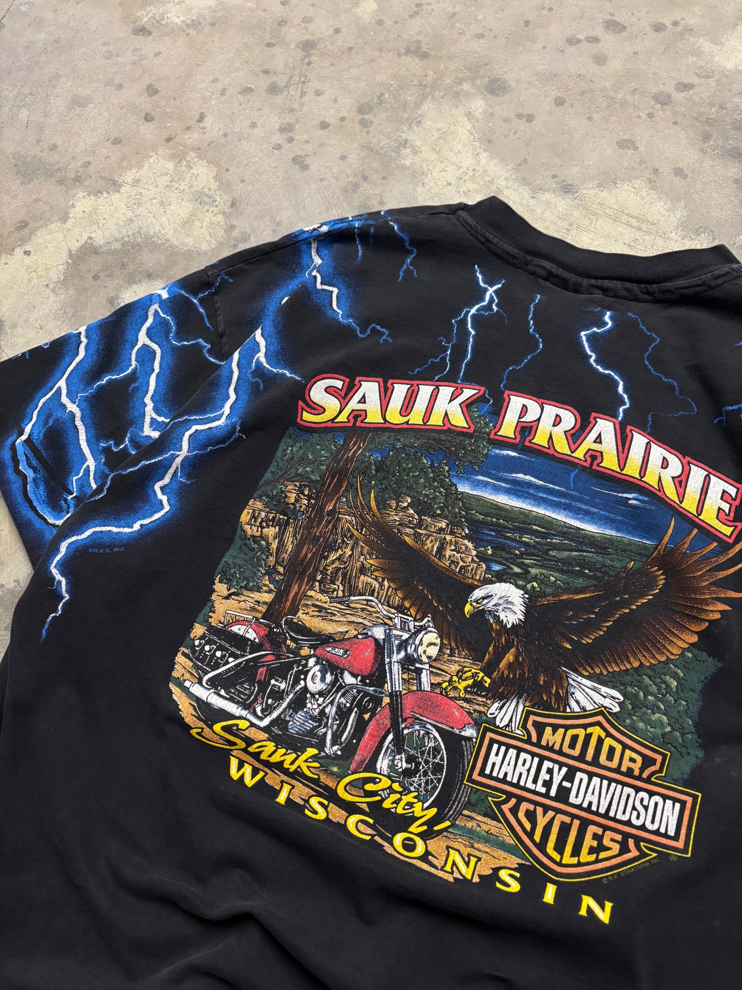 Vintage Harley Davidson Blue Lightning shirt size xxl