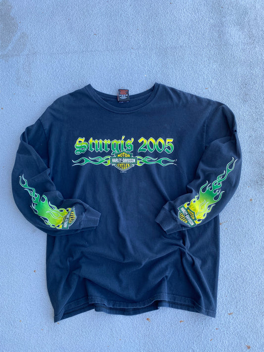 Harley Green Flame Long sleeve size XL