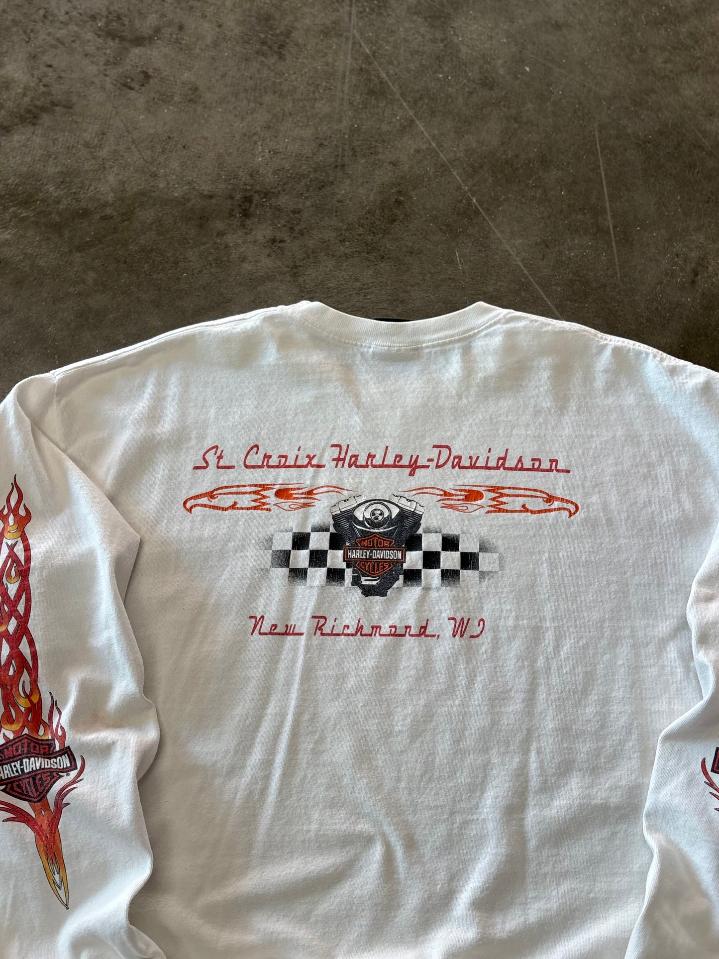 Vintage Harley Davidson White Flame long sleeve size xxl