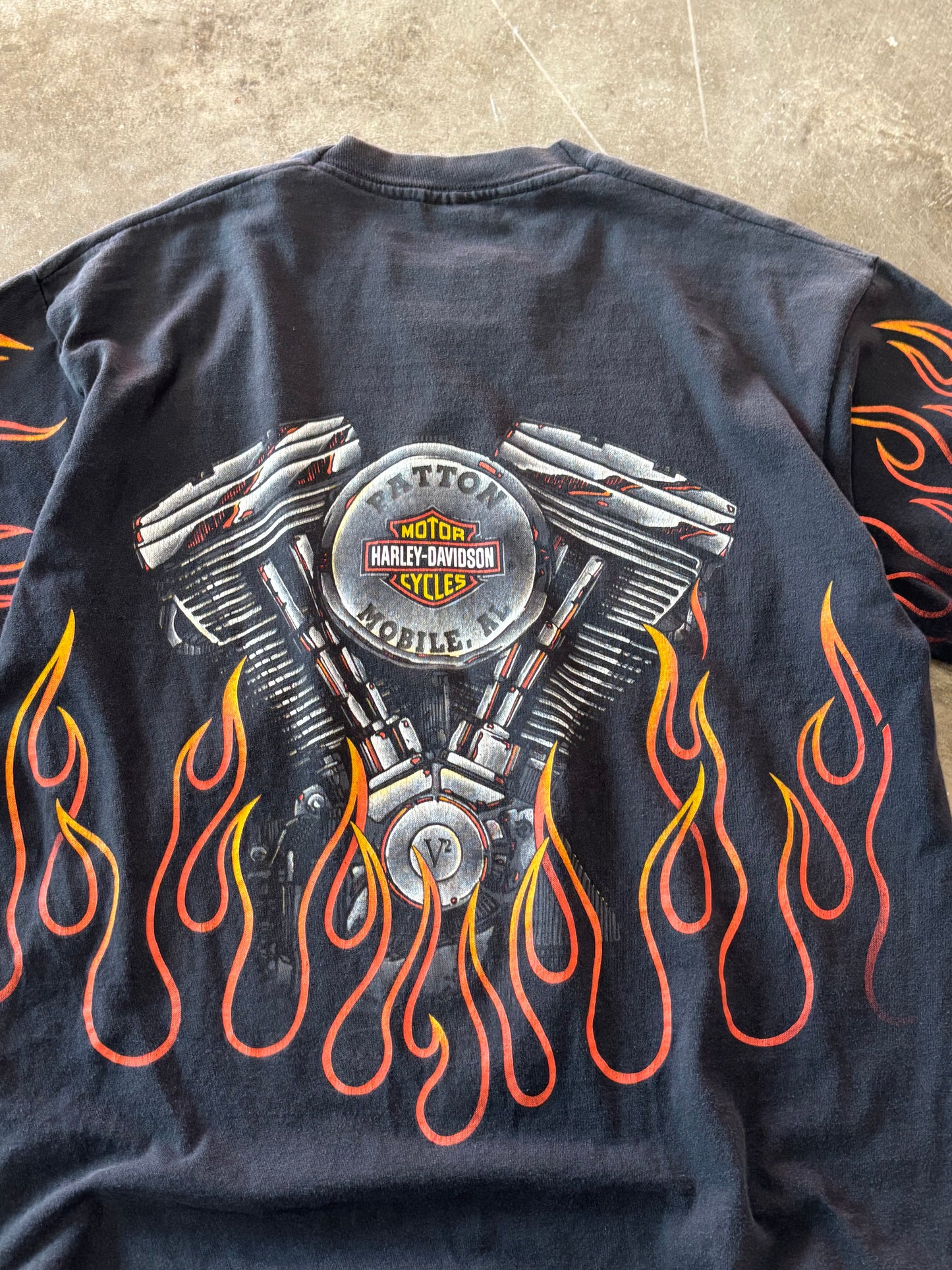 Vintage Harley Davidson Flame AOP shirt size xl