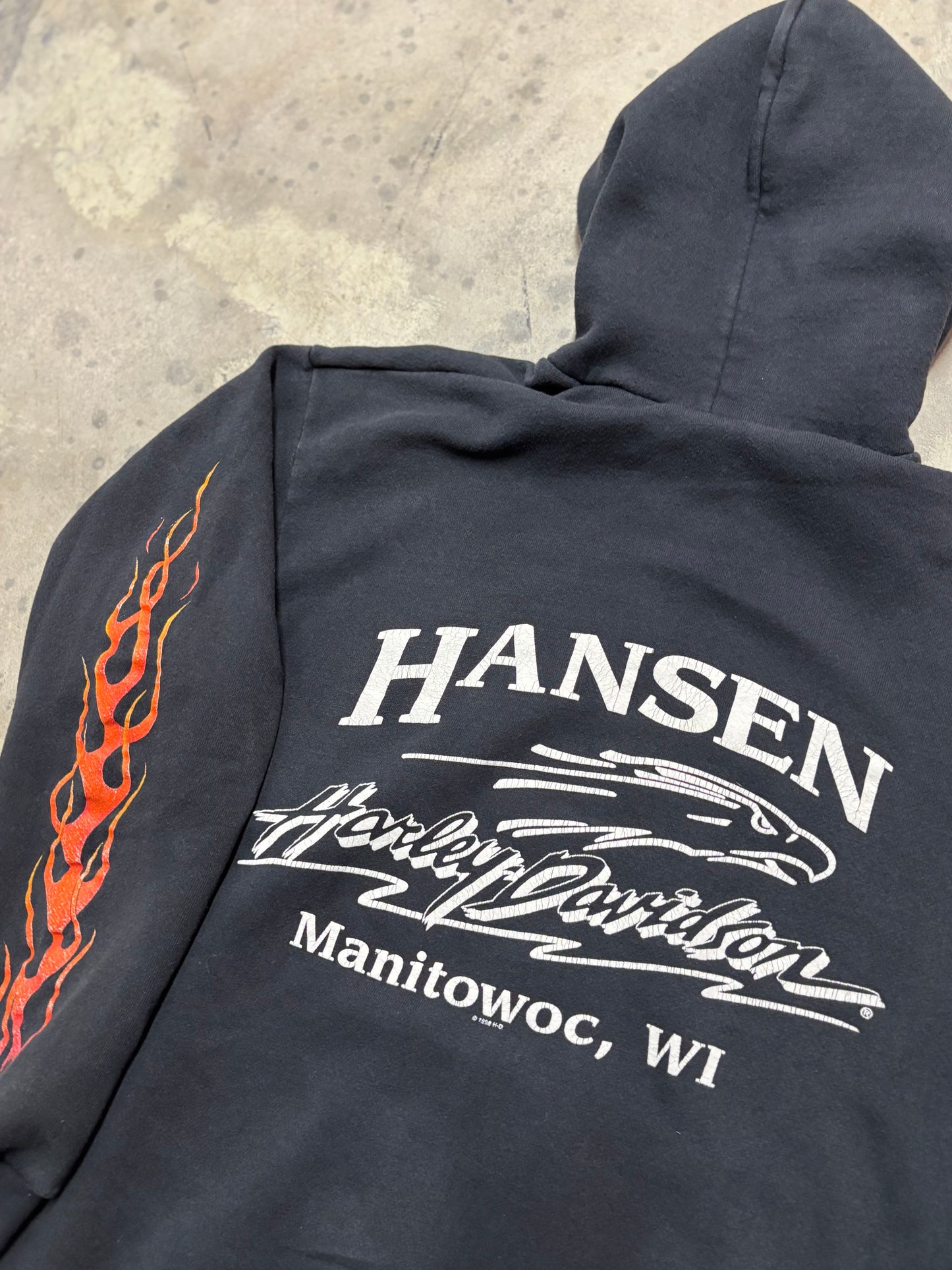 Vintage Harley Davidson flames zip up hoodie size medium