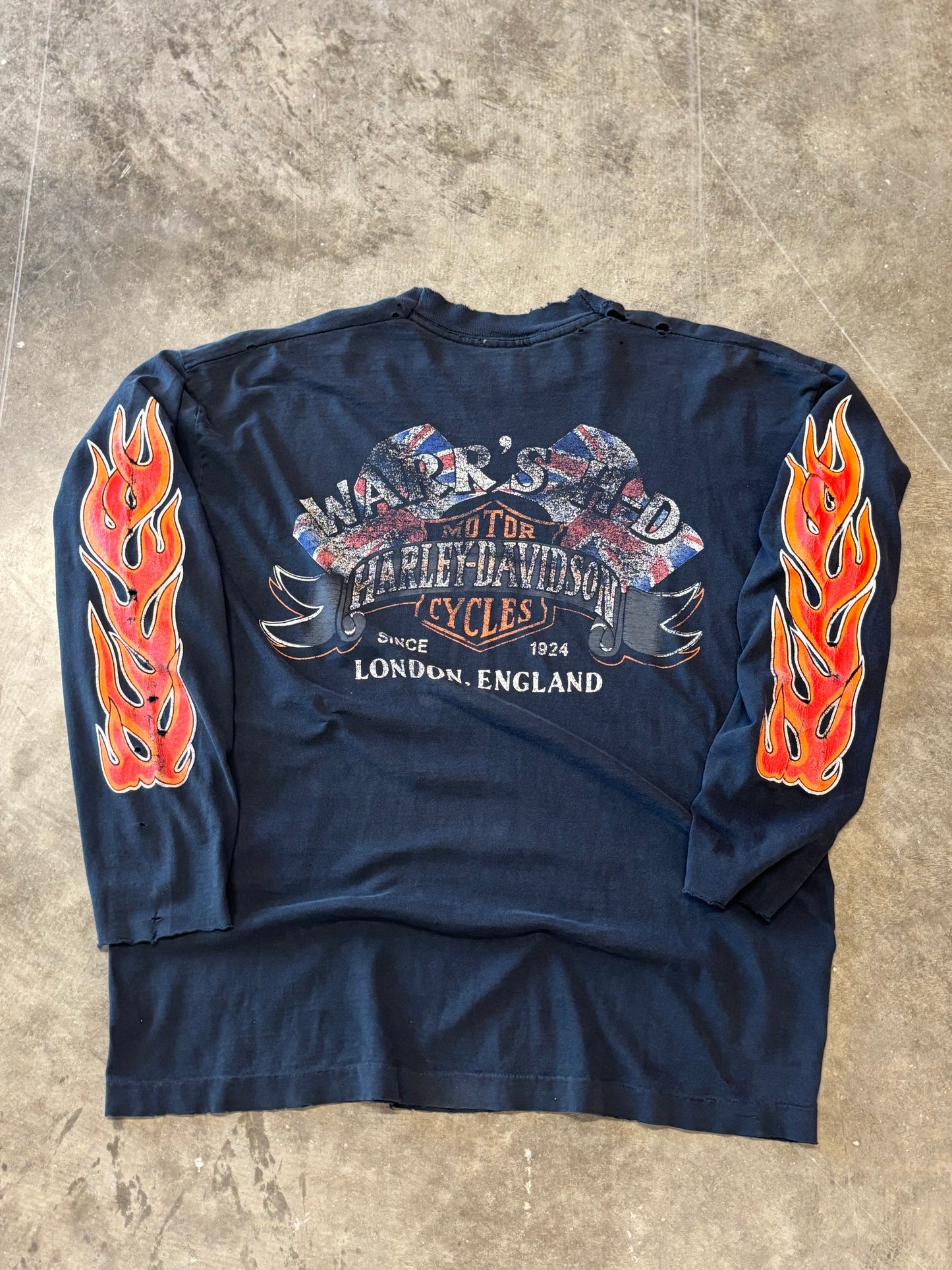 Vintage Harley Davidson Thrashed cuff less long sleeve size xl