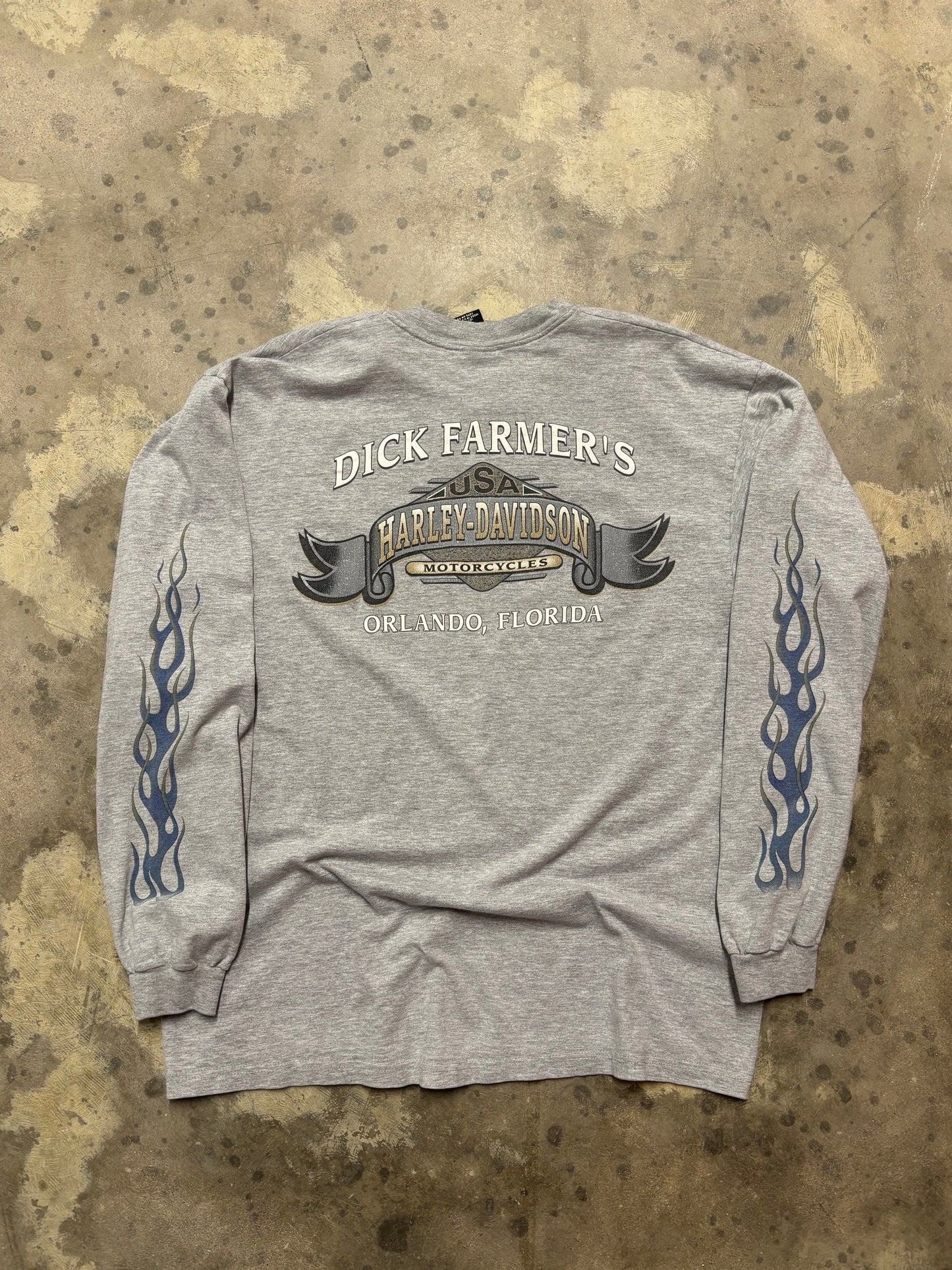 Vintage Harley Davidson Rising Blue Flame longsleeve shirt size XL