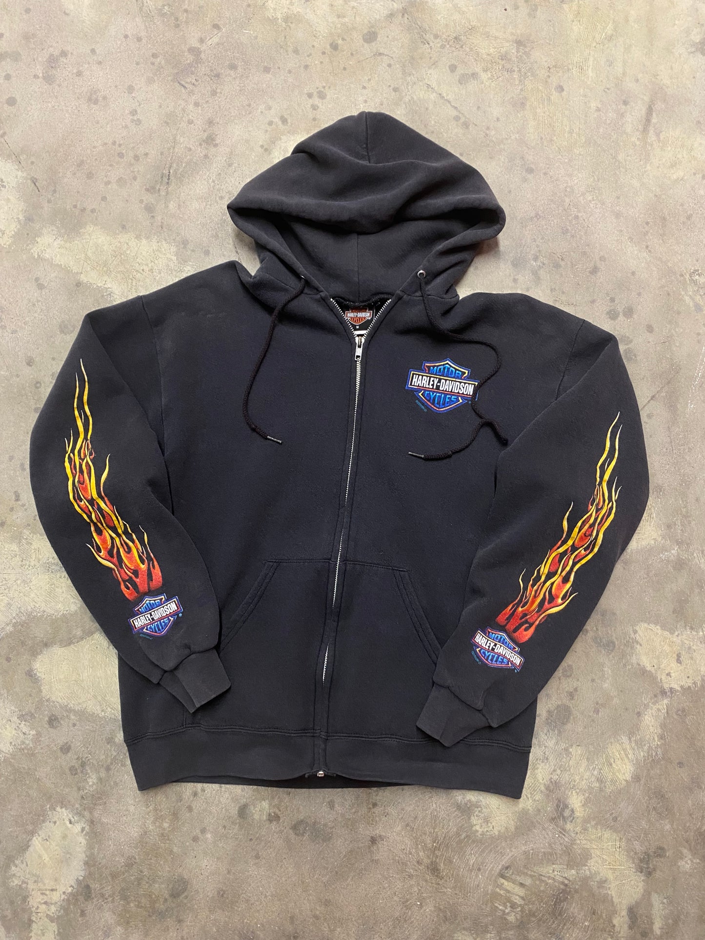 Vintage Harley Davidson flame zip hoodie size medium